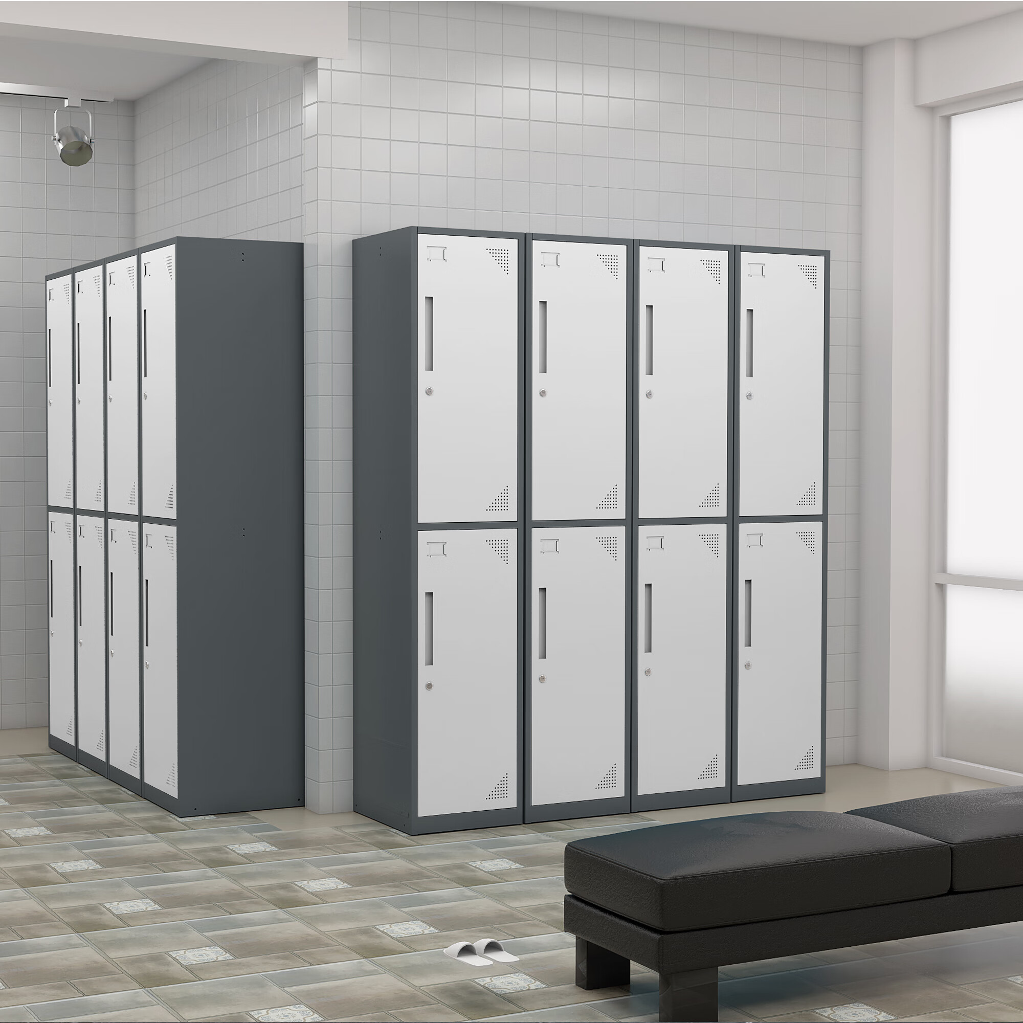 Fesbos Metal Locker 2 Lockable Door.71″ Tall Steel Storage Cabinet for School Office Gym Home Employees Staff Sundries Room