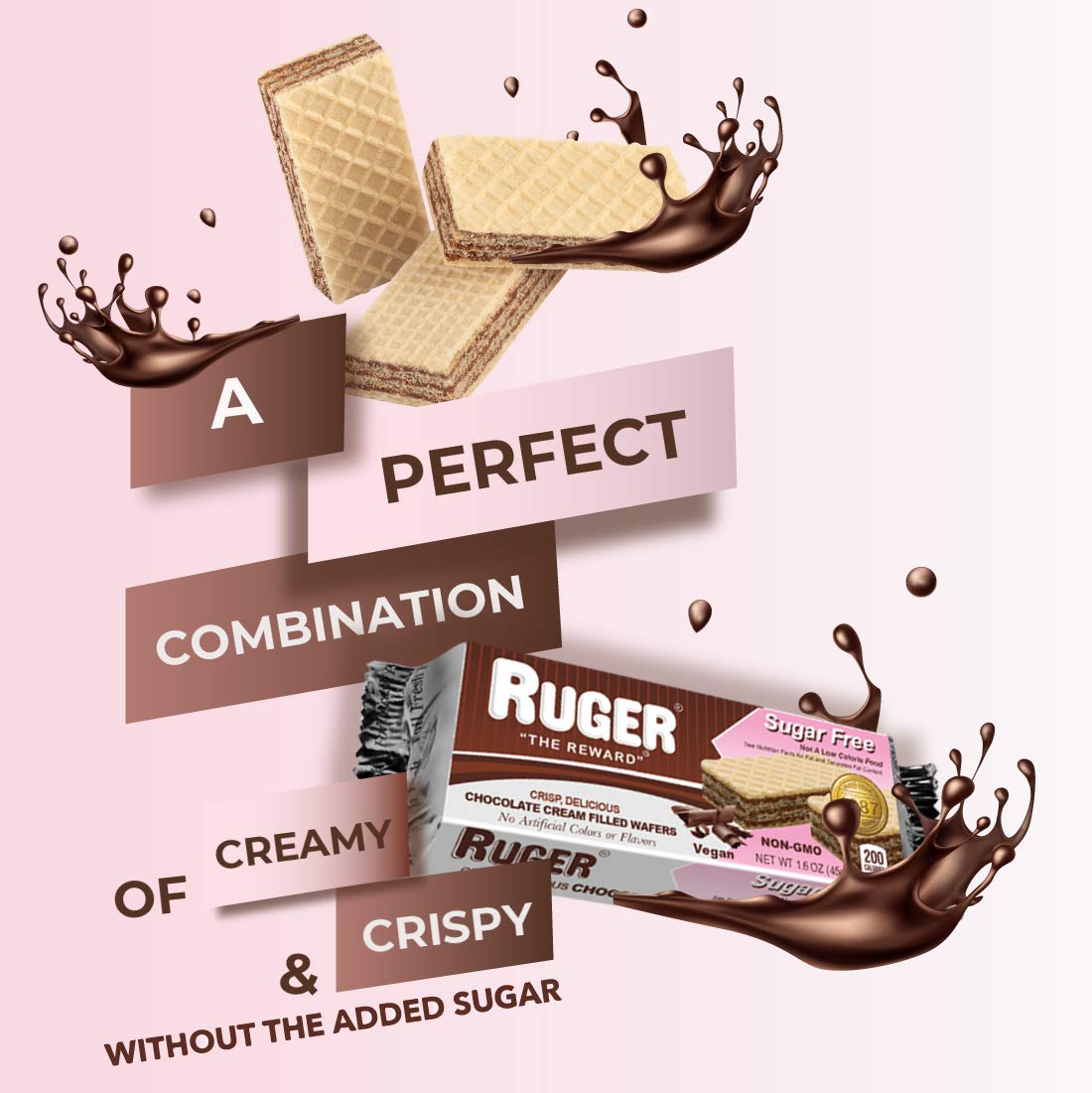 RUGER Sugar Free Chocolate Wafers 1.6 Ounce (Pack of 12)