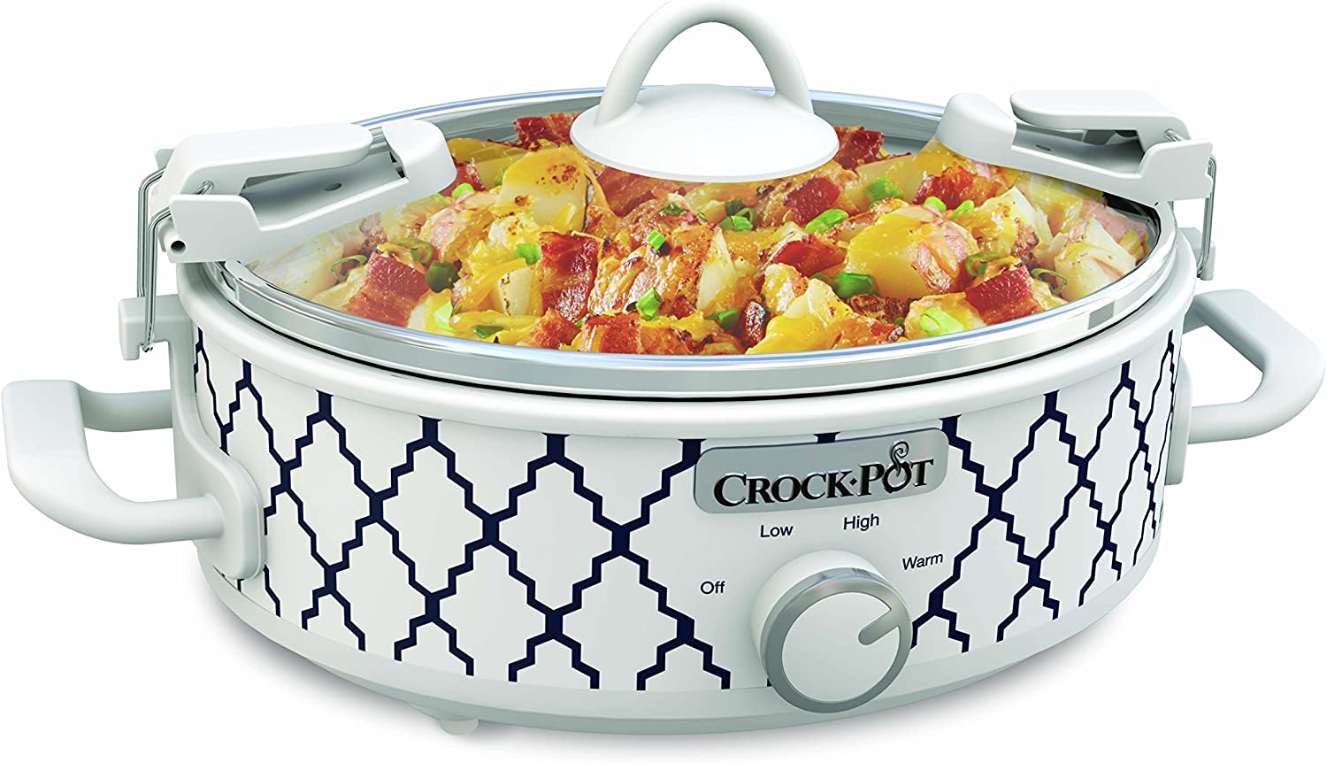 Crock-pot 2.5-Quart Mini Casserole Crock Slow Cooker. White/Blue