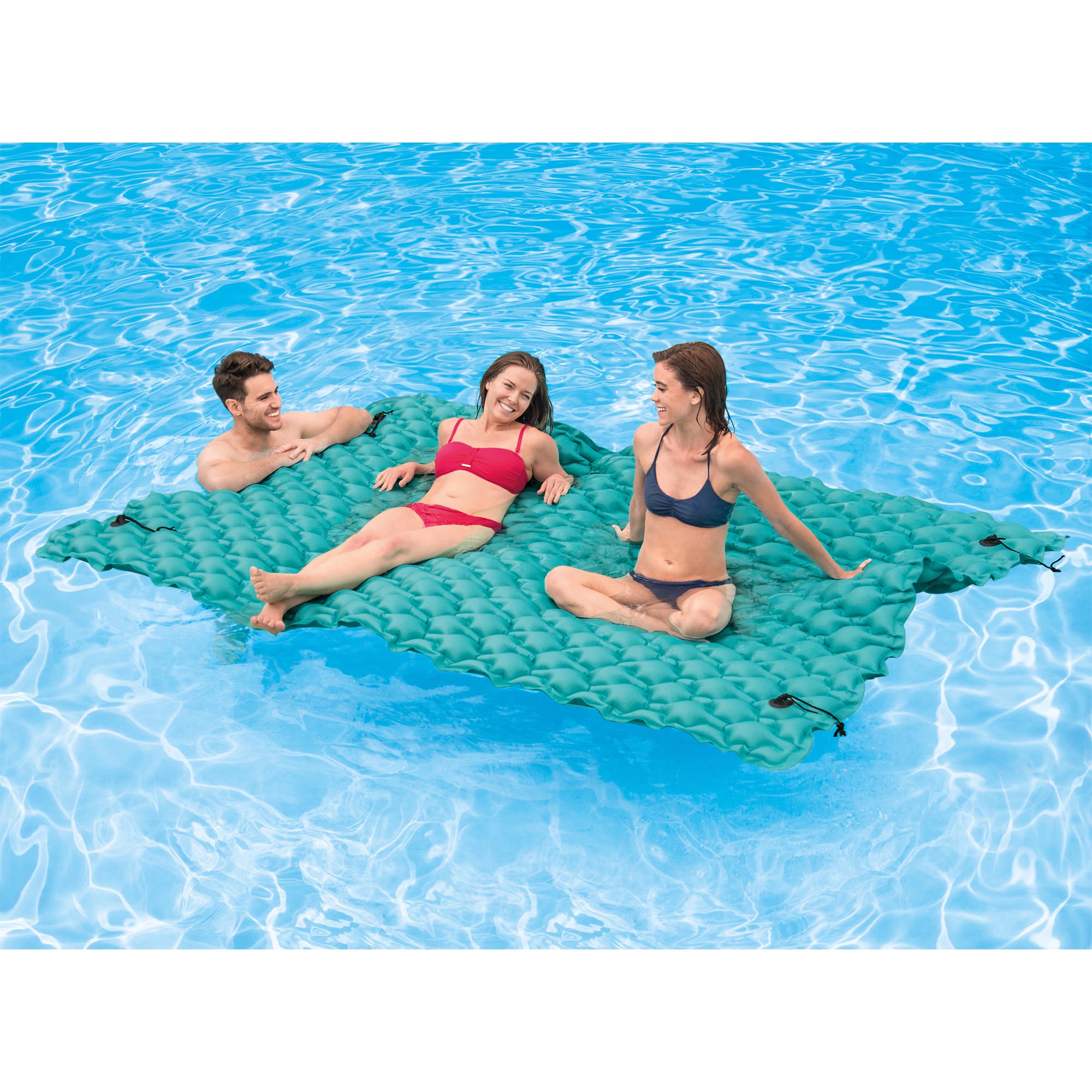 Intex Giant Inflatable Floating Water Pool Lake Mat Platform Pad. Teal (4 Pack)