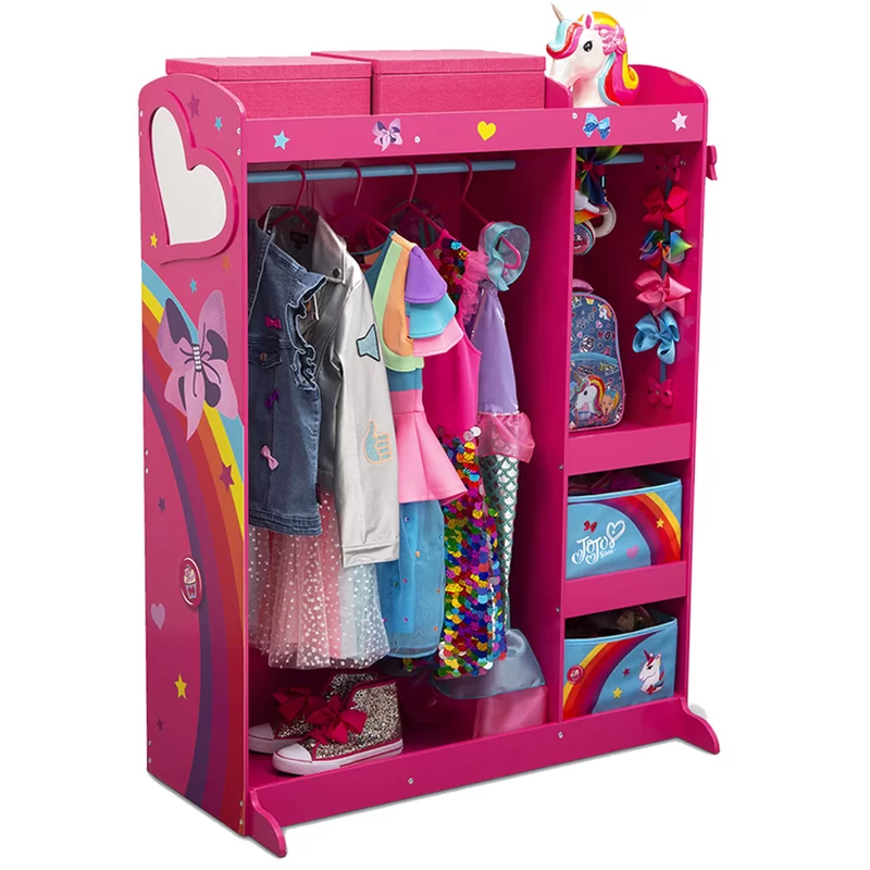 Delta Children JoJo Siwa Dress and Play Boutique - Pretend Play Costume Storage Wardrobe for Kids with Mirror & Shelves FL86758JS-1126