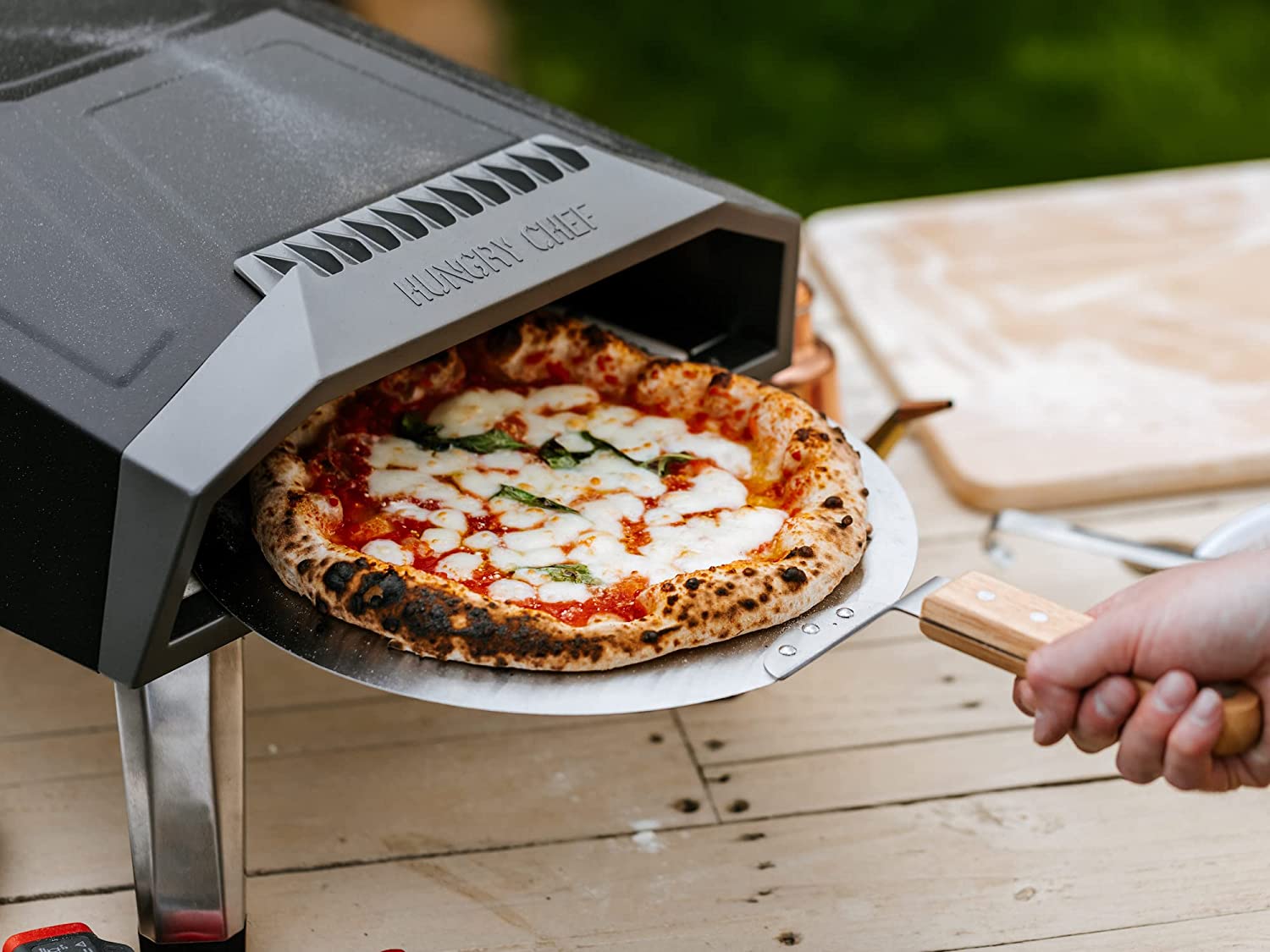 HUNGRY CHEF Pizza Oven & Outdoor Grill. Pizza Accessories Including Outdoor Pizza Oven with Outdoor Thermometer. Pizza Stone for Oven. Travel Bag. & Recipe Book. Pizza Party Maker for Outdoors…