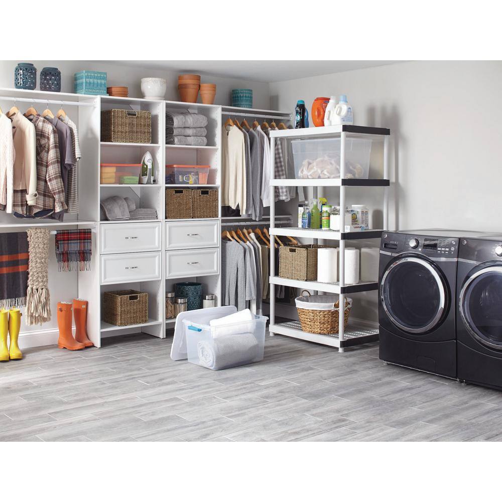 HDX 128974 5-Tier Plastic Garage Storage Shelving Unit in Gray (36 in. W x 72 in. H x 24 in. D)