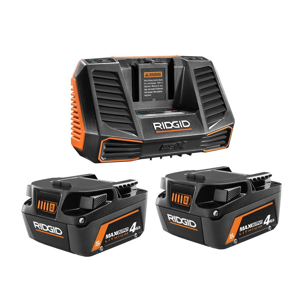 RIDGID AC9540-AC840040 18V Lithium-Ion MAX Output (2) 4.0 Ah Batteries and Charger Kit