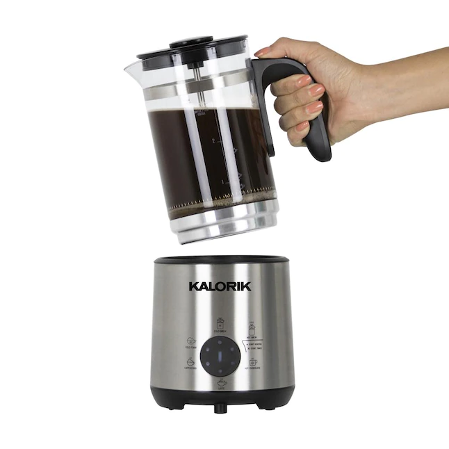 Kalorik Bartista. French Press Coffee Maker Milk Frother 8 in 1 Multi-Use. Stainless Steel