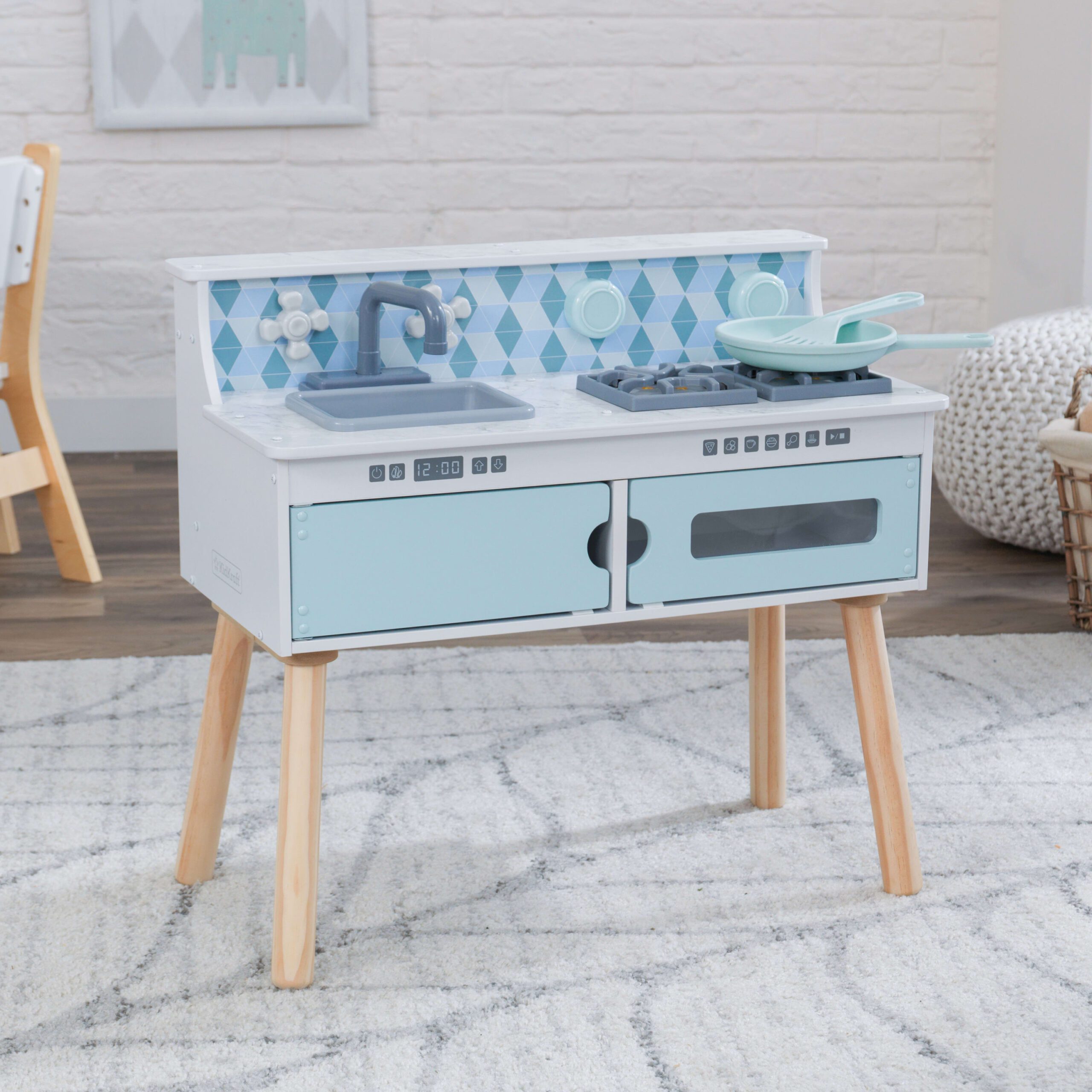 KidKraft Play & Put Away Wooden Tabletop Kitchen for Toddlers with Removable Legs