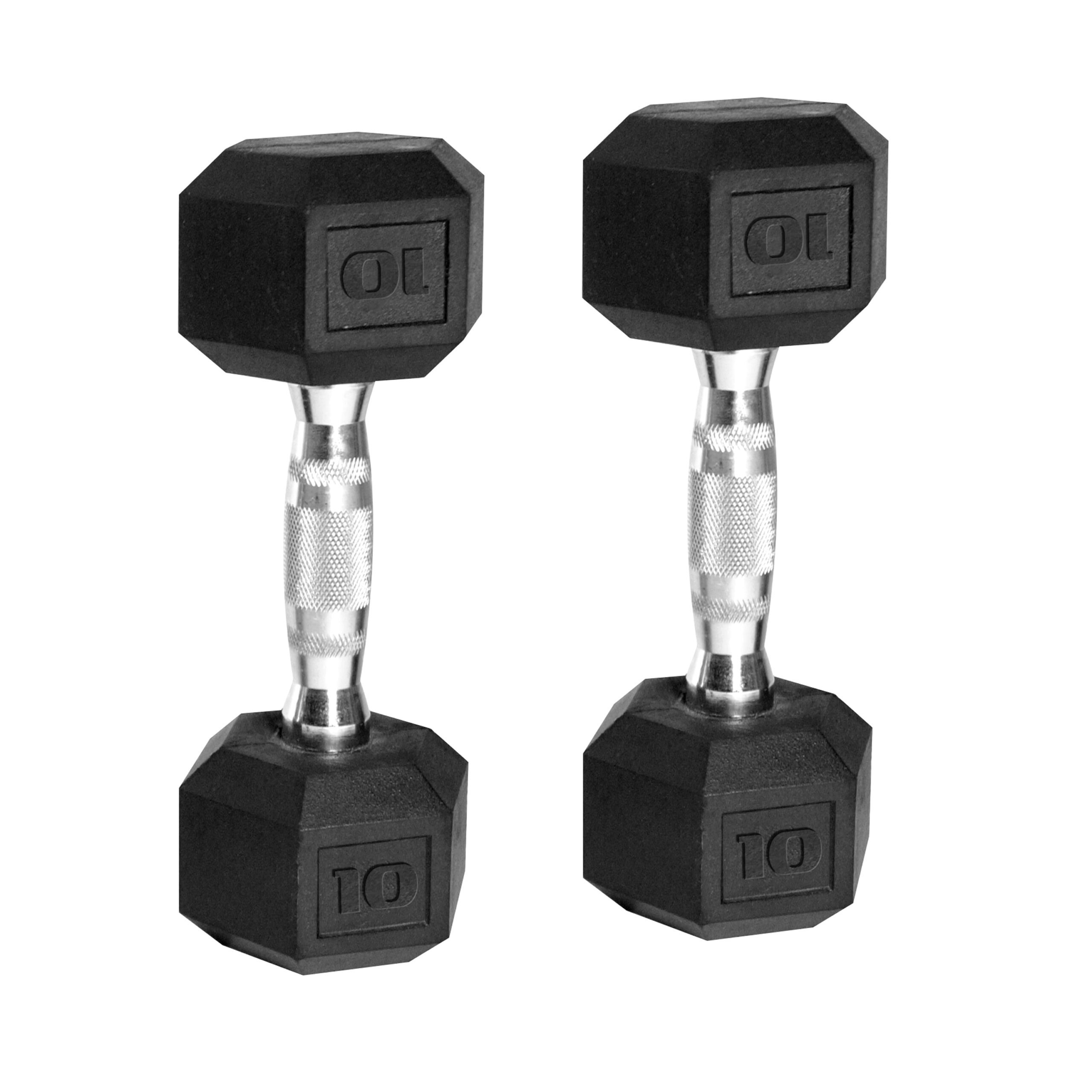 CAP Barbell. 10lb Coated Rubber Hex Dumbbell. Pair (Ships in 2 Boxes)