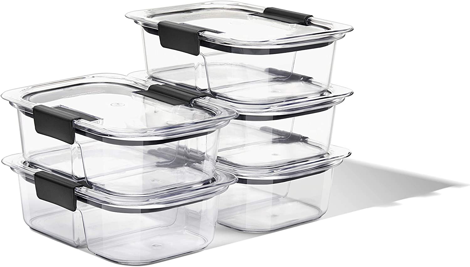 Rubbermaid 5-Piece Brilliance Food Storage Containers for Meal Prep with 2 Compartments and Lids. Dishwasher Safe. 4.7-Cup. Clear/Grey