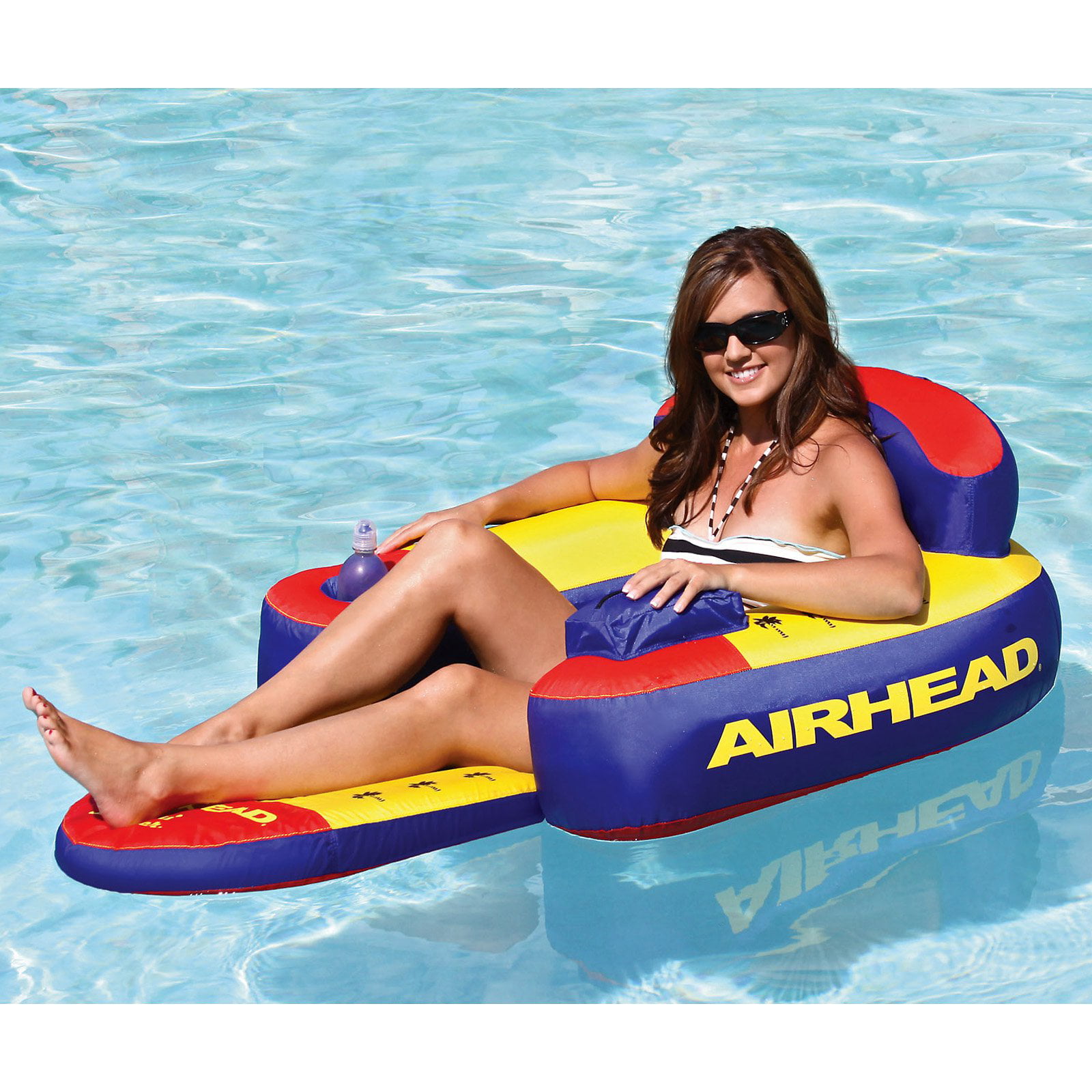 Airhead Bihimi Lounger 2 Pool Float with Backrest & Cup Holders. Multi-color