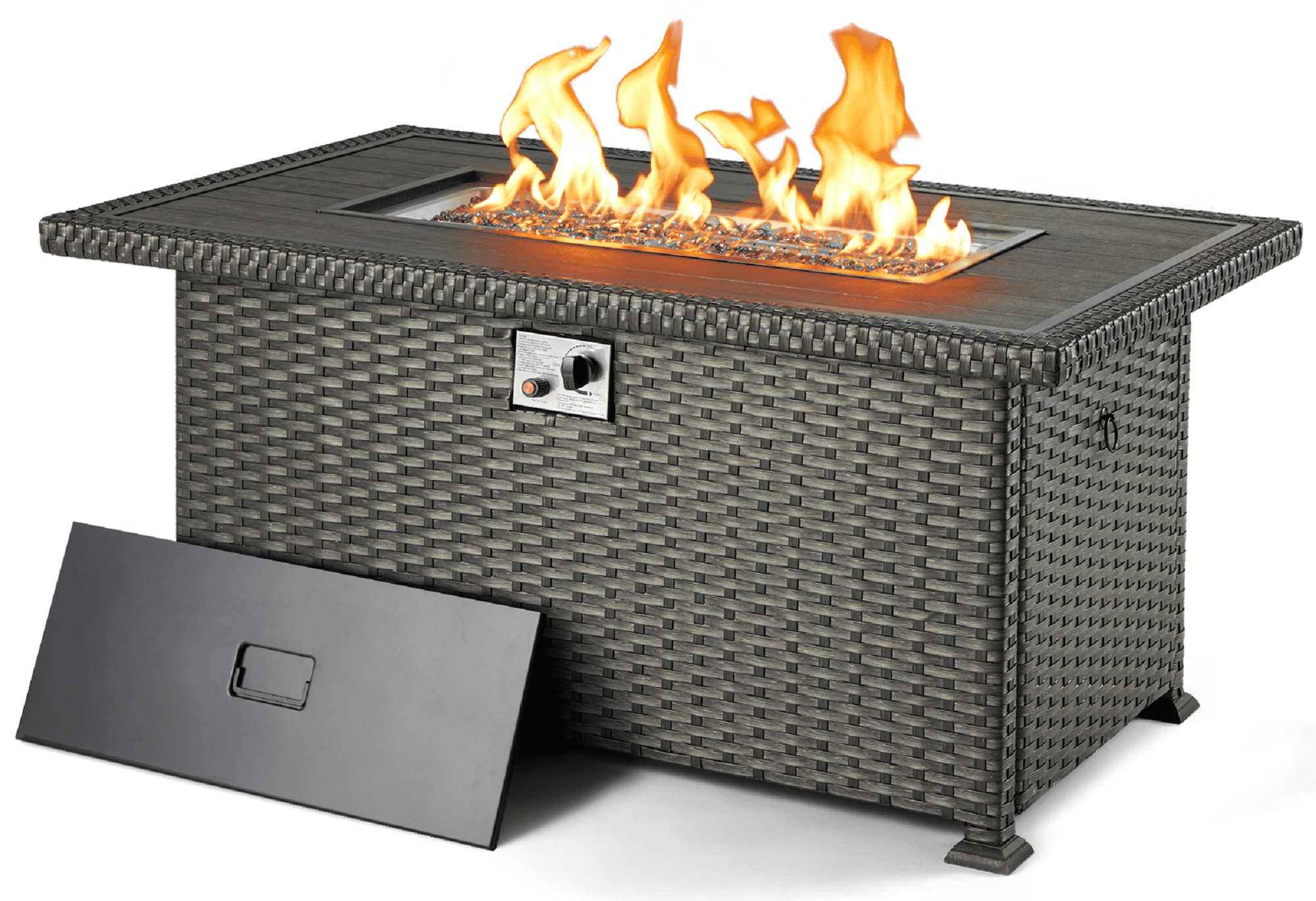 HOMREST Propane Fire Pit Table. 50 Inch 50.000 BTU Smokeless Firepit for Outdoor Patio. CSA Approved. Auto-Ignition Adjustable Flame