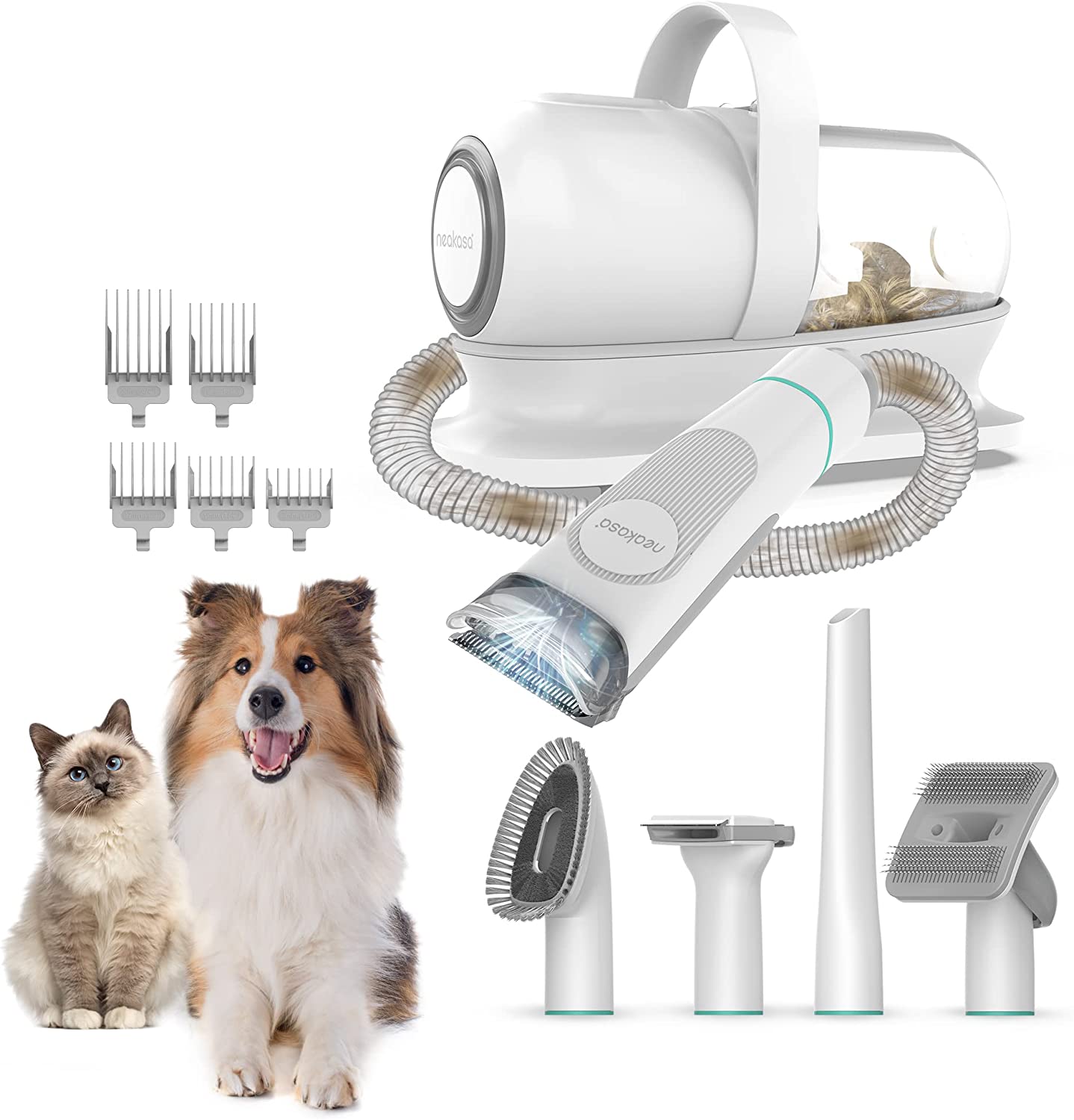 Neakasa by neabot P1 Pro Pet Grooming Kit & Vacuum Suction 99% Pet Hair with 5 Professional Grooming Shedding Tools for Dogs Cats and Other Animals