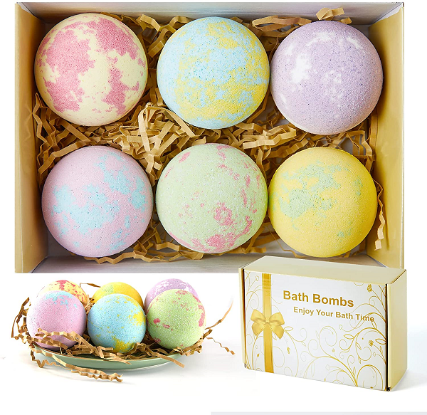 Bath Bombs. 6PCS Bath Bomb Gift Set with Vegan Natural Essential Oils & Coconut