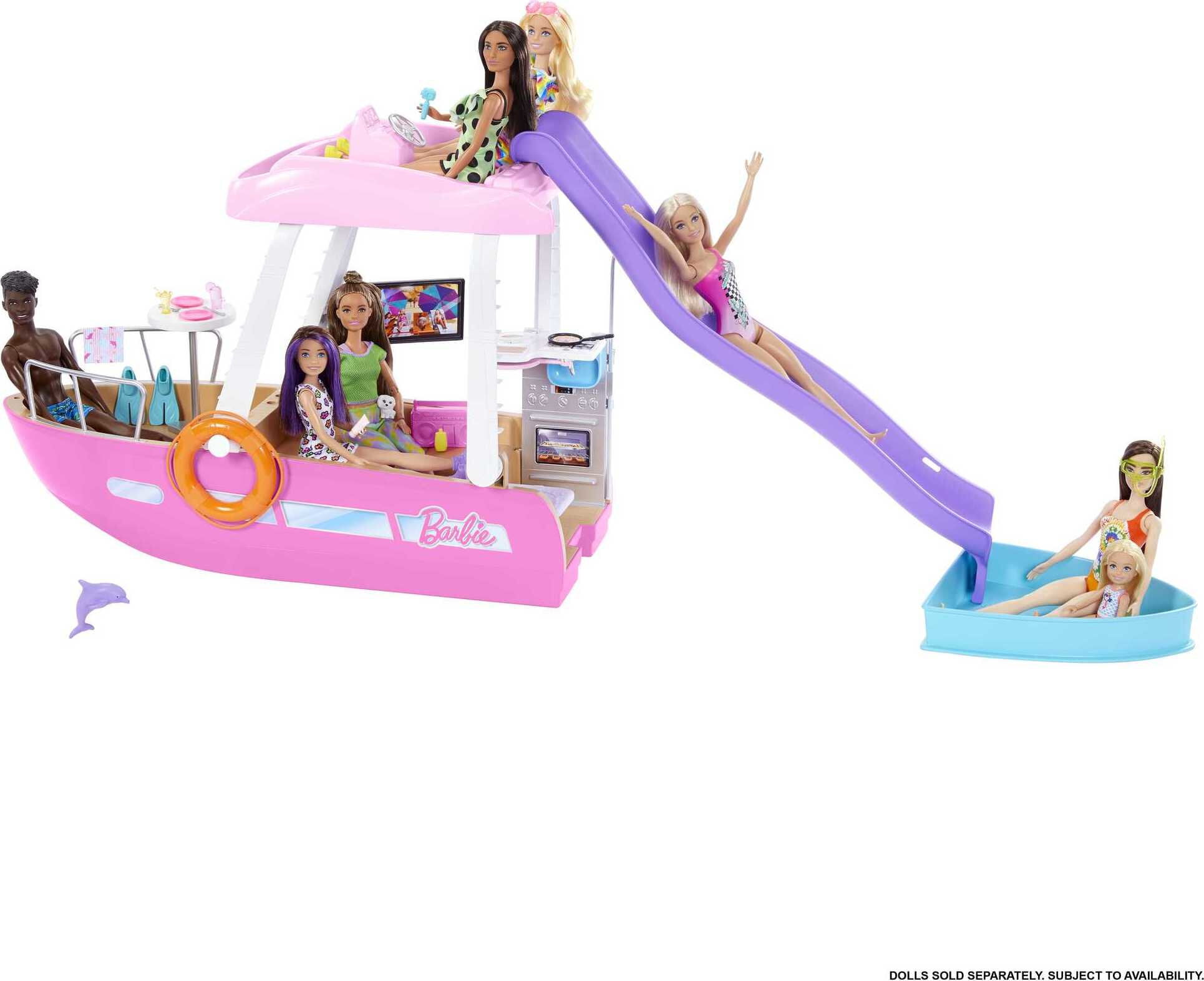 Barbie Dream Boat Playset with 20+ Accessories Including Dolphin. Pool and Slide