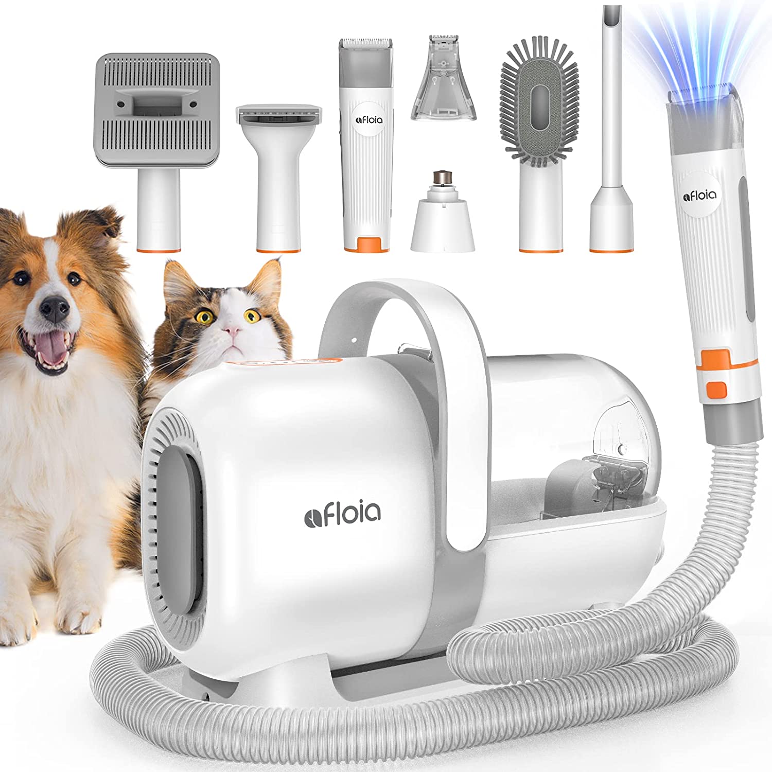 Afloia Dog Grooming Kit. Pet Grooming Vacuum & Dog Clippers Nail Trimmer Grinder & Dog Brush for Shedding with 7 Pet Grooming Tools. Low Noise Dog Hair Remover Pet Grooming Supplies