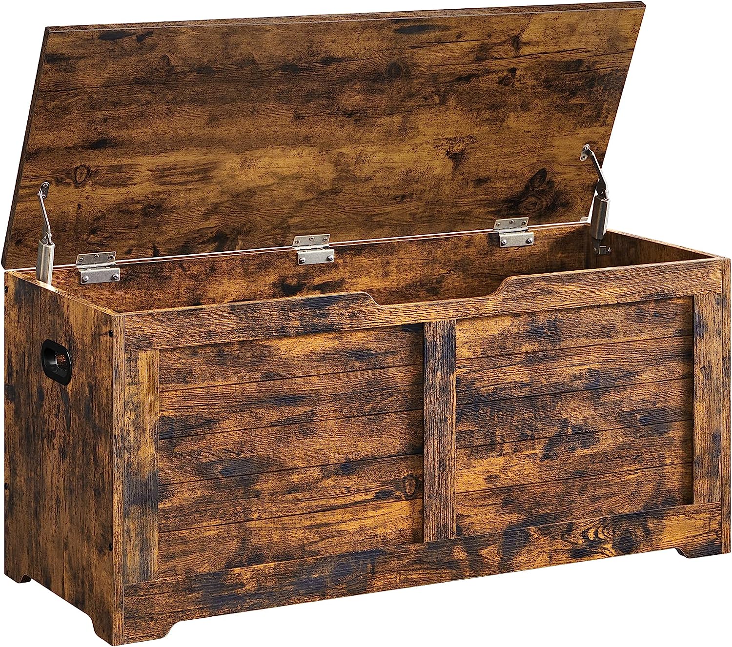 VASAGLE Storage Chest. Storage Trunk with 2 Safety Hinges. Storage Bench. Shoe Bench. Rustic Style. 15.7 x 39.4 x 18.1 Inches. for Entryway. Bedroom. Living Room. Rustic Brown ULSB061T01