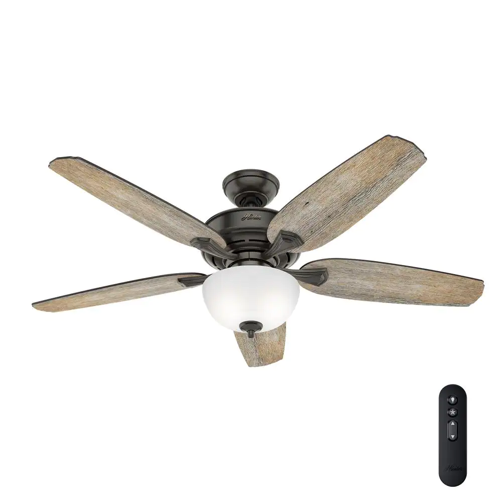 Hunter Channing 54 in. 53366 LED Indoor Easy Install Noble Bronze Ceiling Fan with HunterExpress Feature Set and Remote