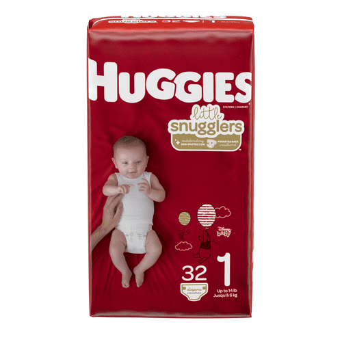 Huggies Little Snugglers Baby Diapers. 32 Ct. Pack of 4. Size 1 (up to 14 lb)