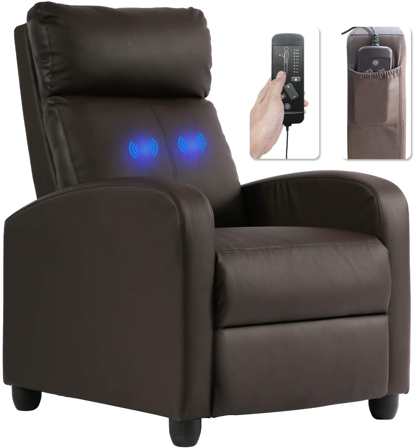 BestMassage Faux Leather Recliner. Brown