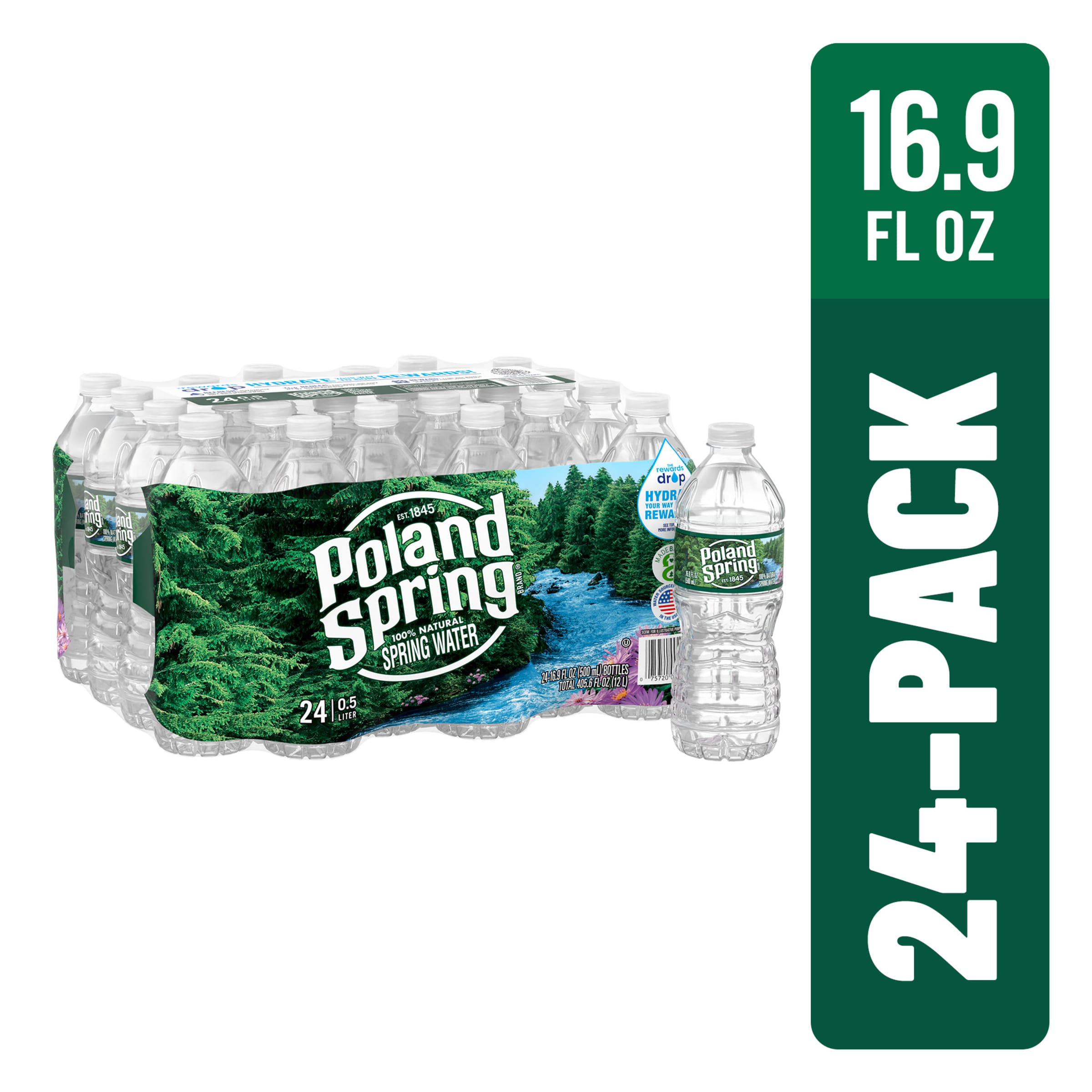 POLAND SPRING Brand 100% Natural Spring Water. 16.9-ounce plastic bottles (Pack of 24)