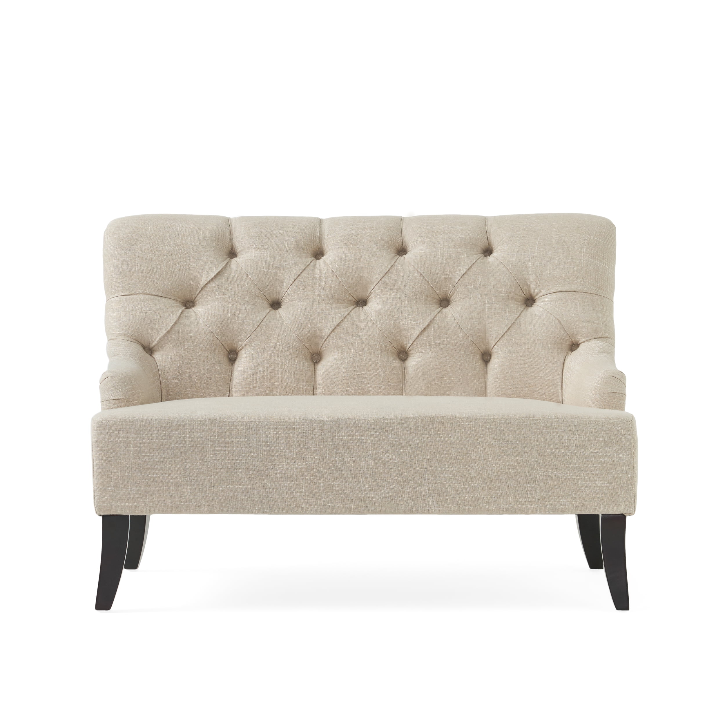 Noble House Natalie 44″ Tufted Fabric Settee. Light Beige