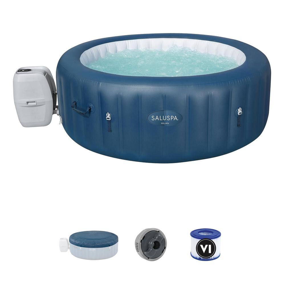 Bestway 60030E-BW + 28500E SaluSpa Milan Airjet Plus 6-Person Inflatable Hot Tub w/Intex PureSpa Cup Holder