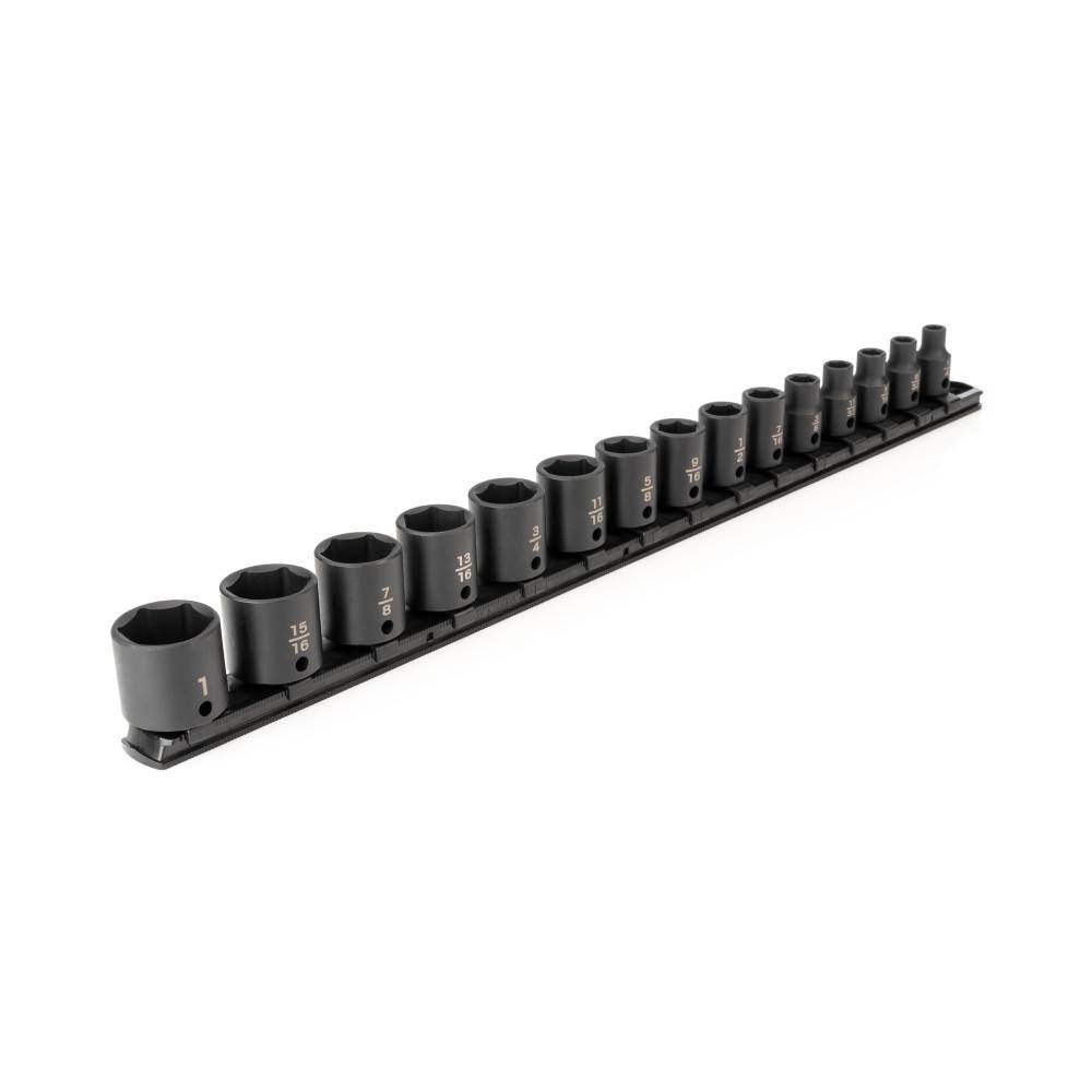 TEKTON SID91104 3/8 in. Drive 6-Point Impact Socket Set. 15-Piece (1/4 in. - 1 in.)