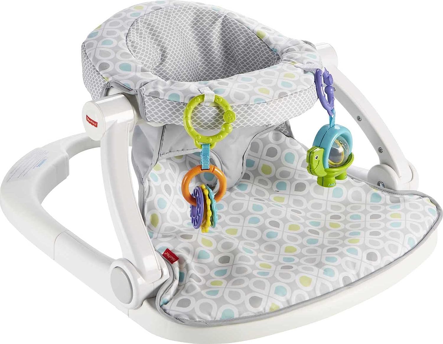 Fisher-Price Portable Baby Chair Sit-Me-Up Floor Seat With Developmental Toys & Machine Washable Seat Pad. Honeydew Drop