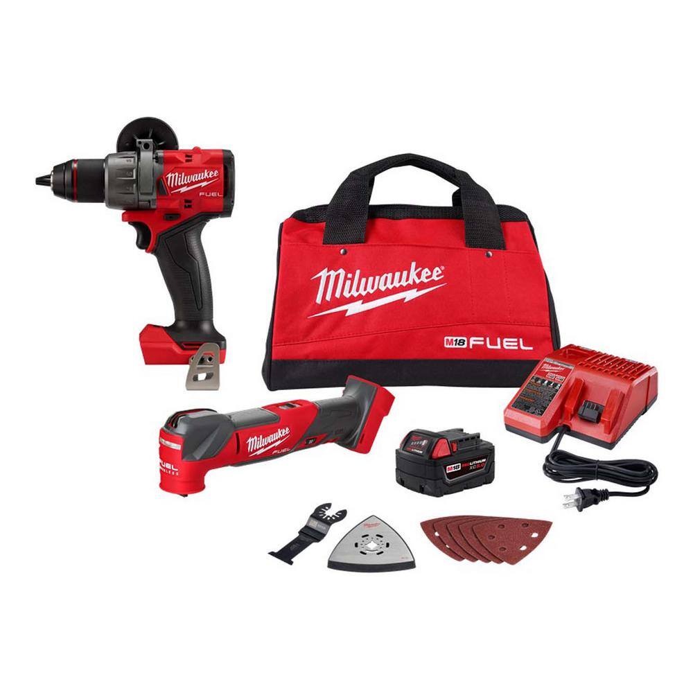 Milwaukee 2836-21-2904-20 M18 FUEL 18V Lithium-Ion Cordless Brushless Oscillating Multi-Tool Kit w/M18 FUEL 1/2 in. Hammer Drill