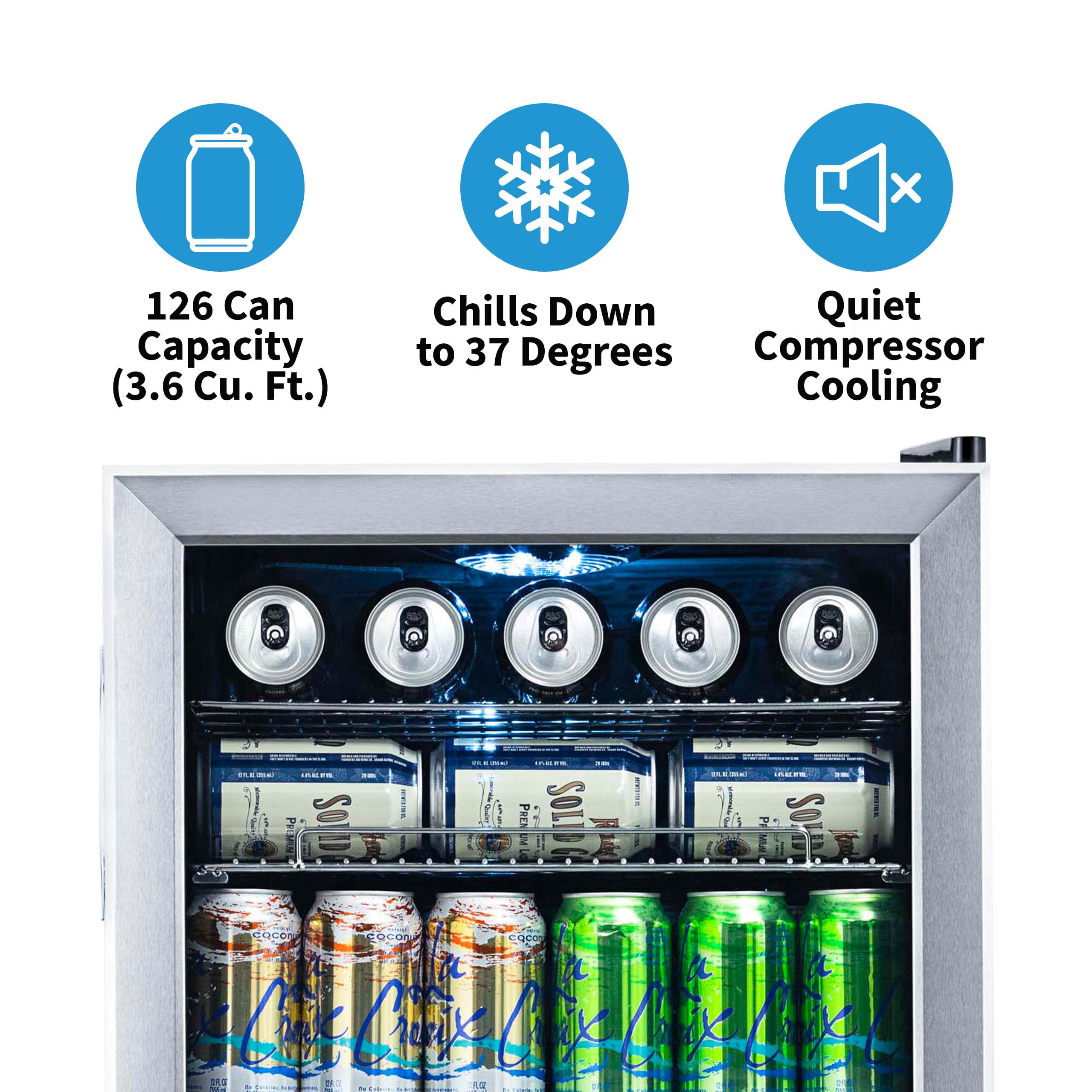 Newair Beverage Refrigerator Cooler |126 Cans Free Standing with Glass Door