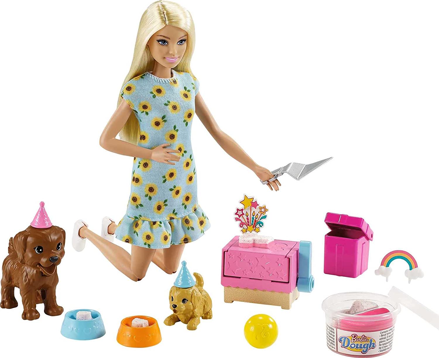 Barbie Doll (11.5-inch Blonde) and Puppy Party Playset