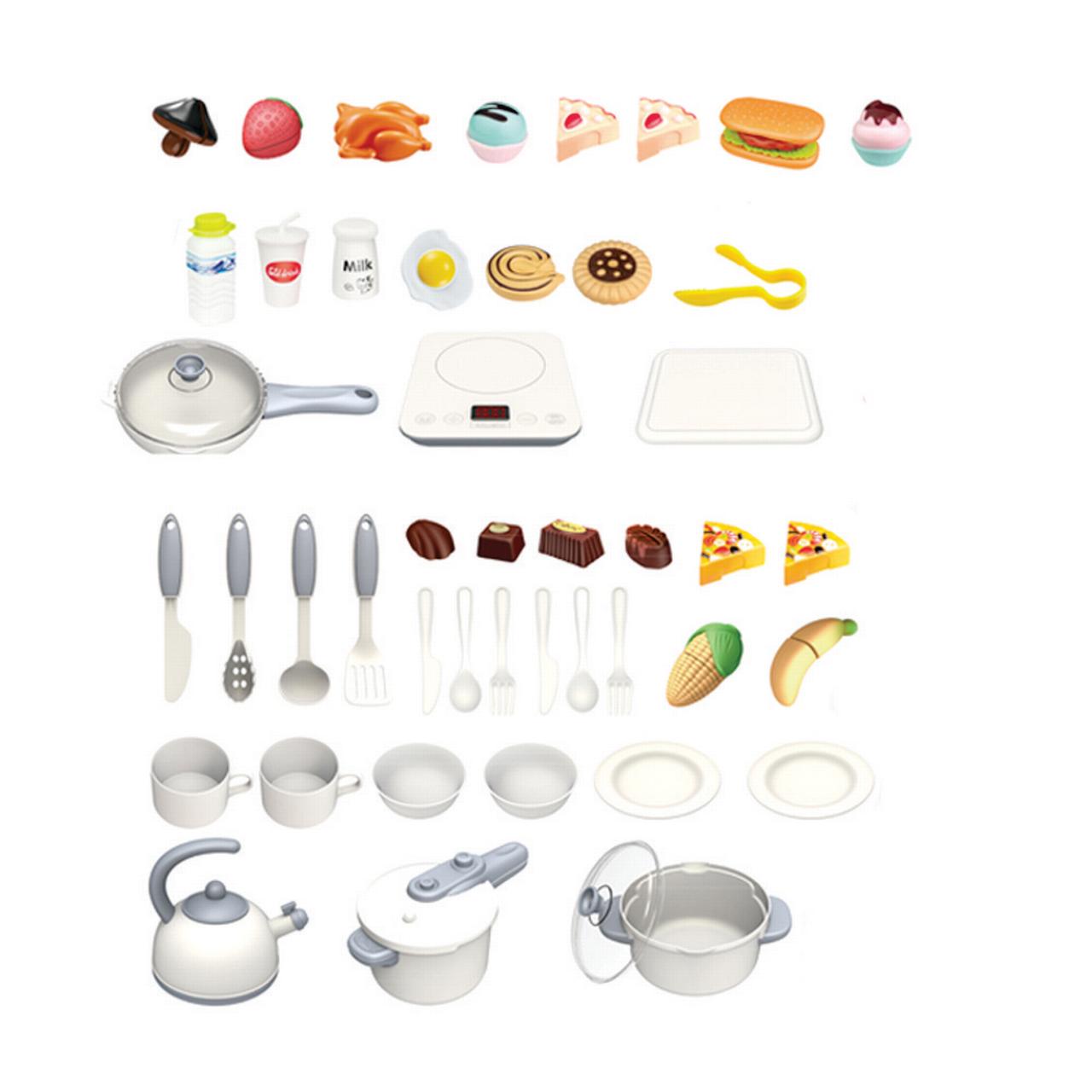 Kitchen Set for Kids 45 Pcs Pretend Play Cook. Sink. Light. Sound. Cutting Food. Steam and Water Features. by VALESSATI