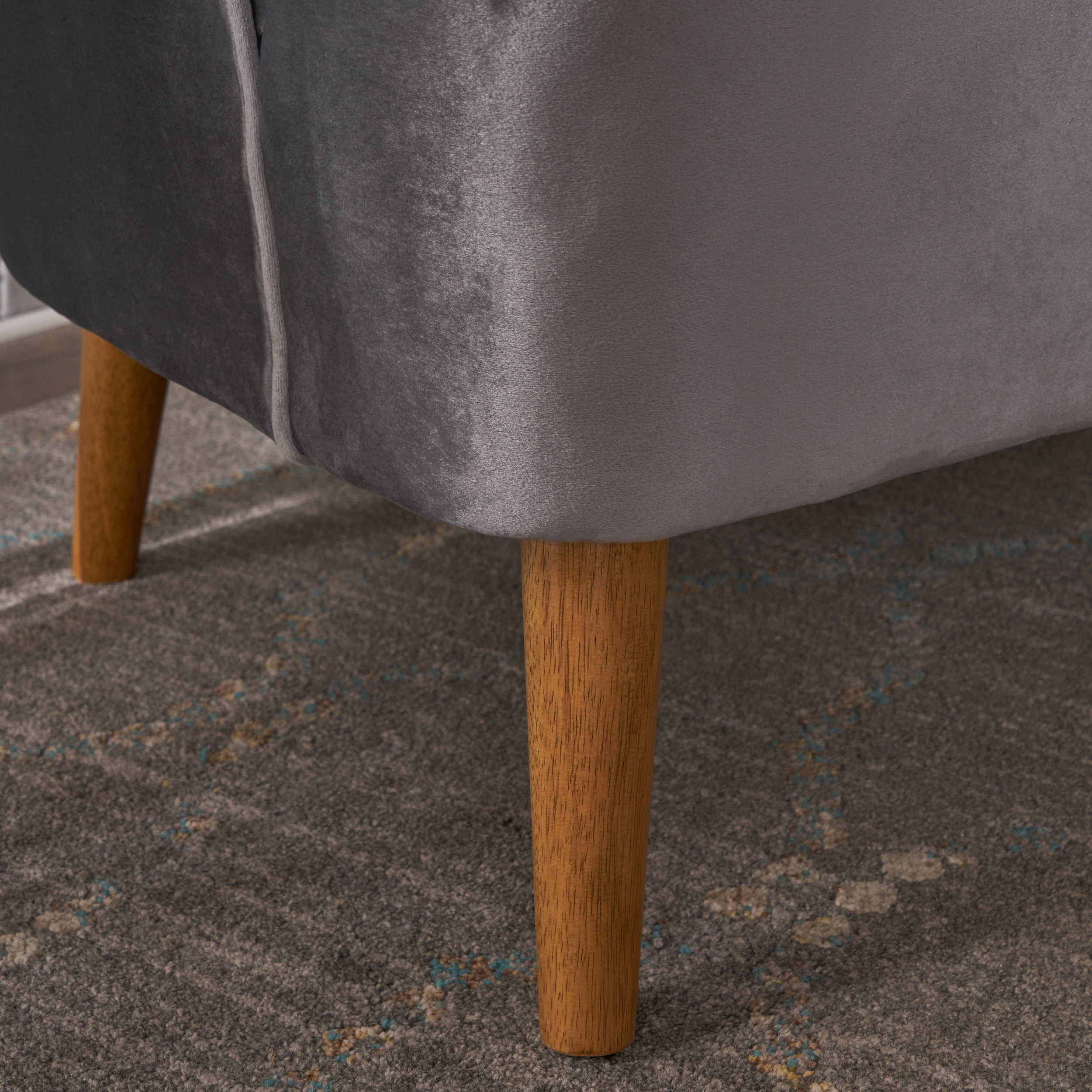 Noble House Albert Indoor Modern Velvet Loveseat. Pewter