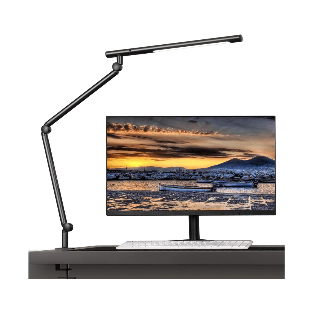 AmazLit LED Desk Lamp with Clamp . Eye-Care Desk Light. 5 Brightness & Adjustable Color Temperature