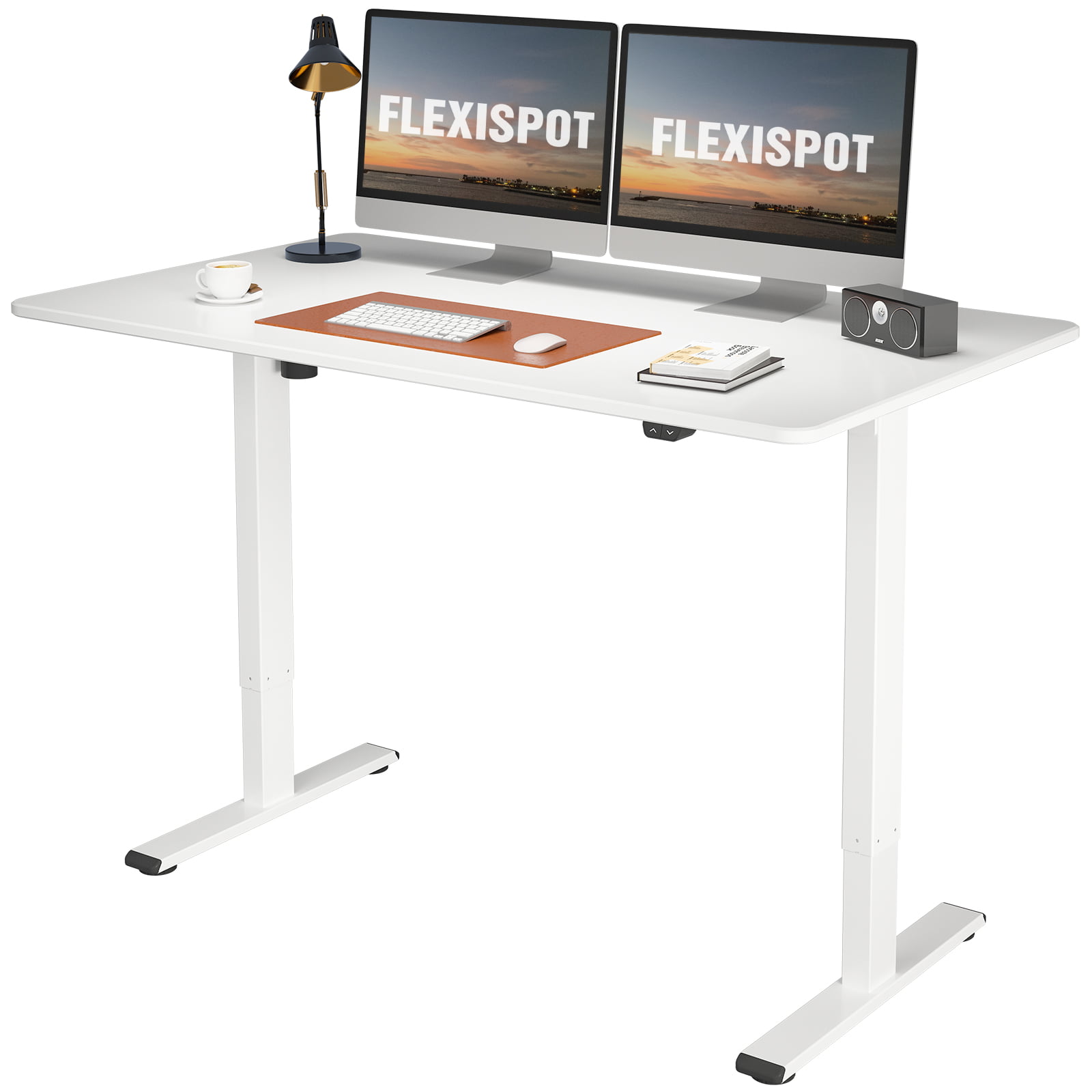 FLEXISPOT 55″ x 28″ Ergonomic Home Office Electric Height Adjustable Desk White Computer Standing Desk
