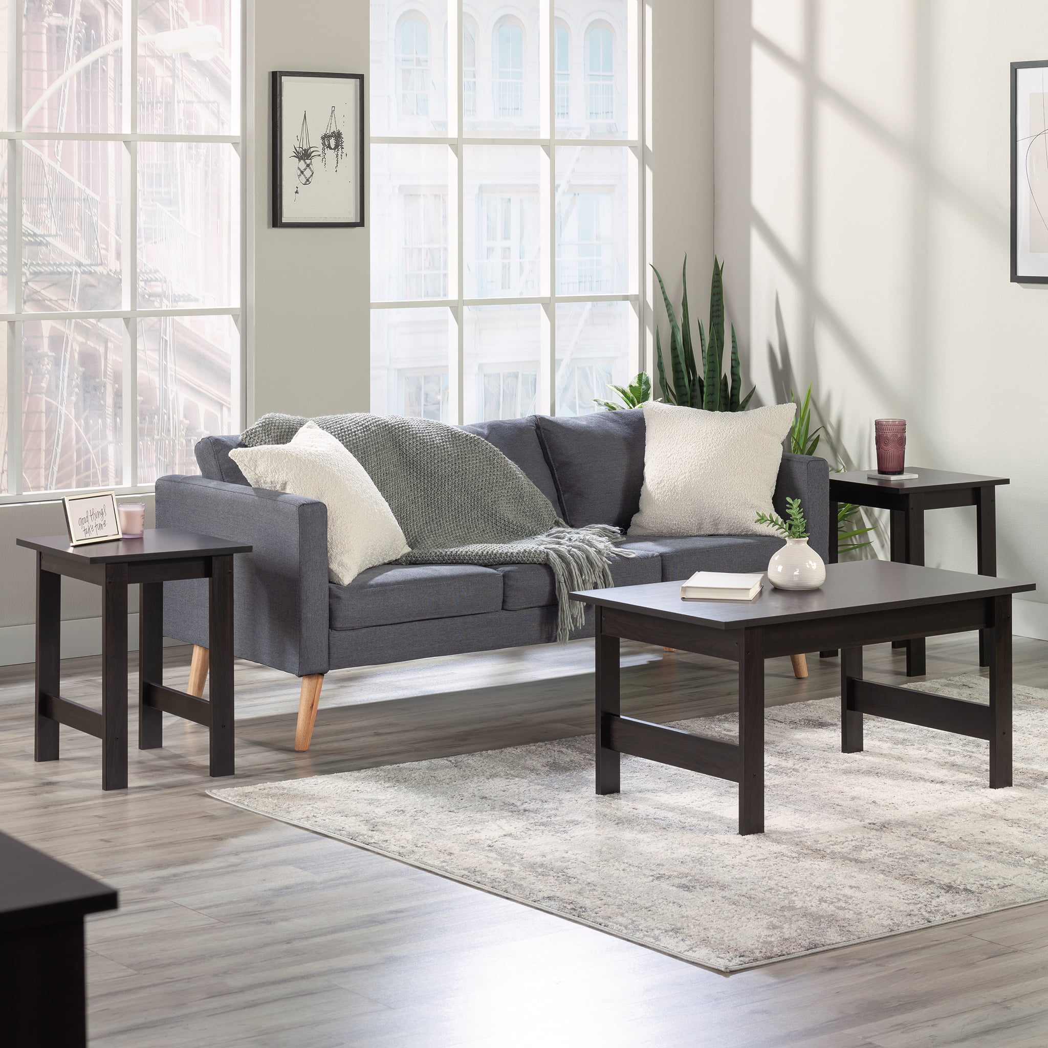 Sauder Beginnings 3-Piece Accent Table Set. Cinnamon Cherry Finish