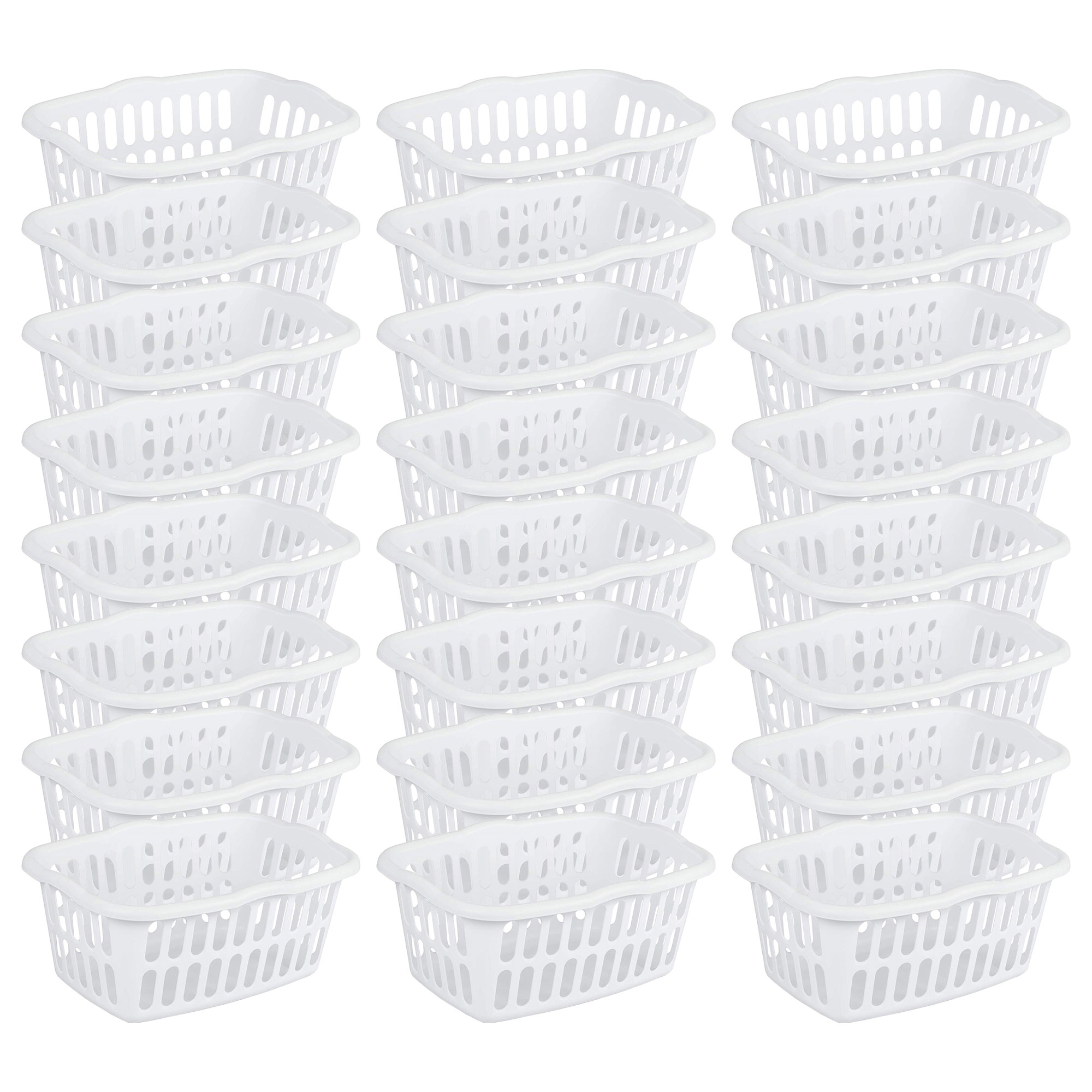 Sterilite 1.5 Bushel Plastic Stackable Laundry Basket. White (24 Pack)