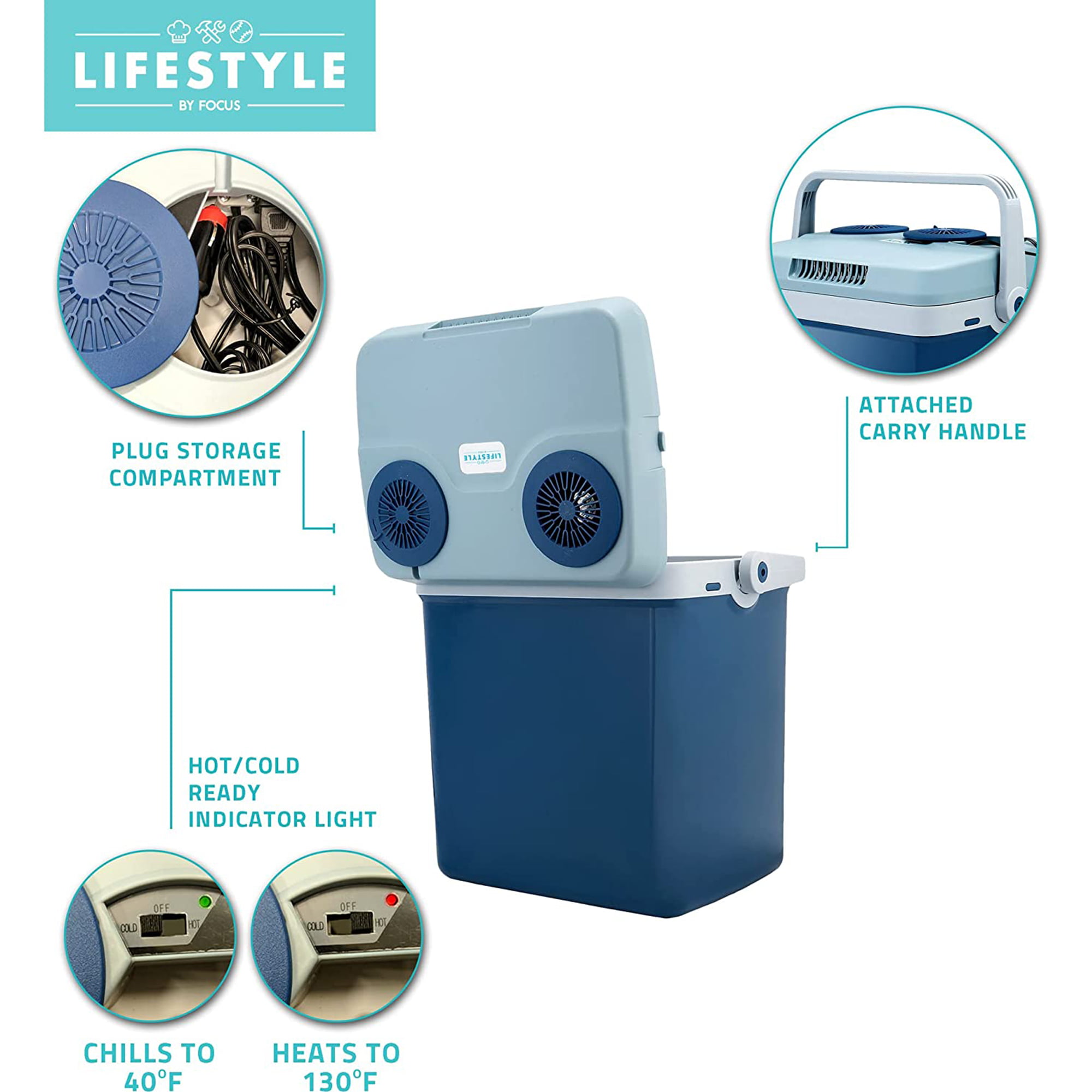 Lifestyle Electric Cooler & Portable Food Warmer for Car. 34-Qt Capacity