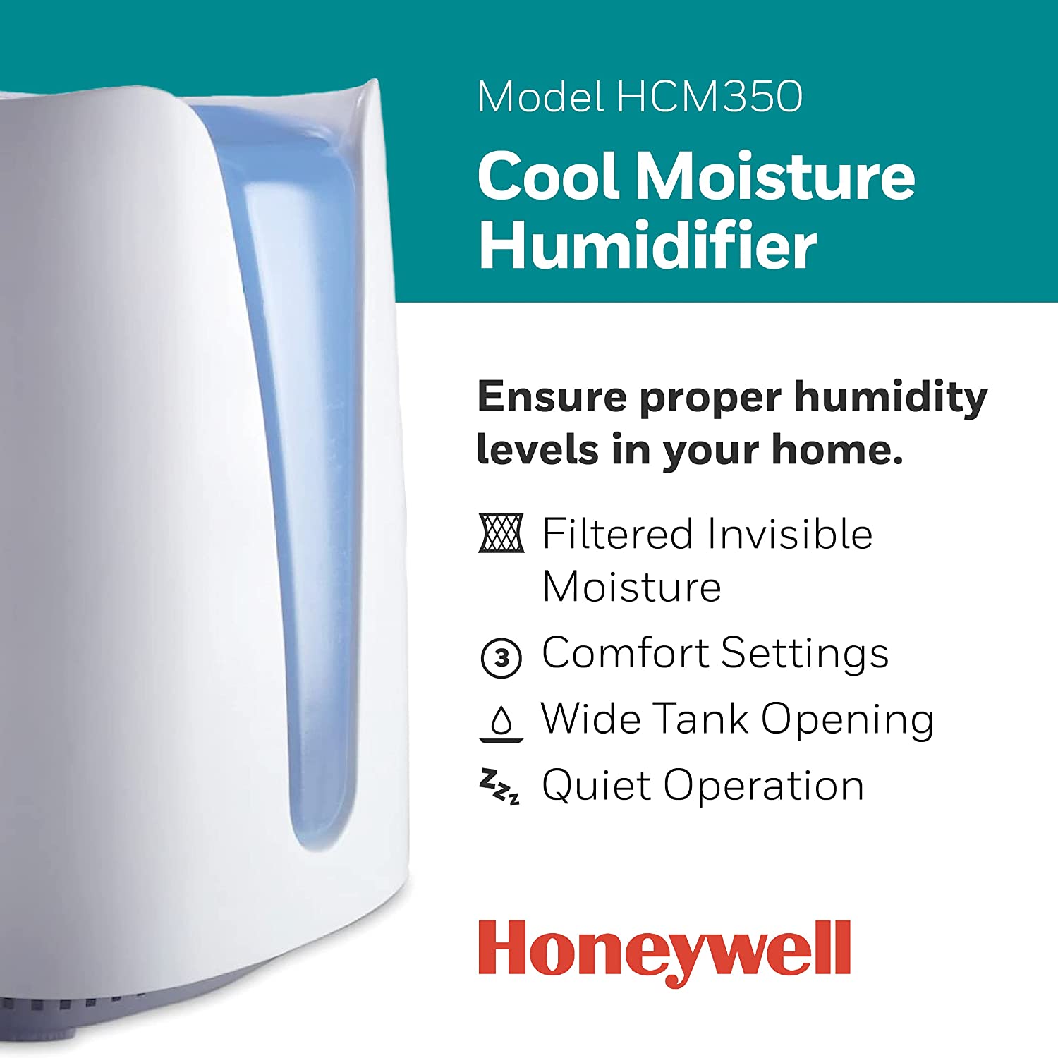 Honeywell Cool Moisture Humidifier. Medium Room. 1 Gallon Tank. White – Invisible Moisture Humidifier for Baby. Kids. Adult Bedrooms – Quiet and Easy to Clean with UV Technology for Everyday Comfort