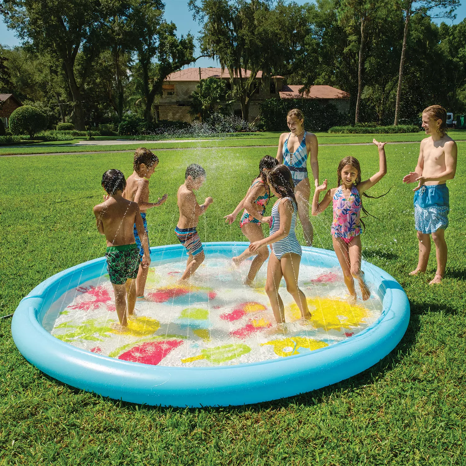 Giant Splash Pad Inflatable 10 Ft Diameter Wading Pool with Sprinkler by WOW World of Watersports