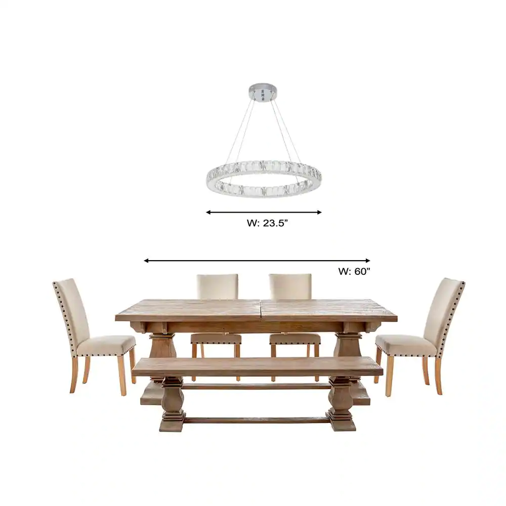 Home Decorators Collection 20748-001 24 in. Chrome Integrated LED Pendant with Clear Crystals