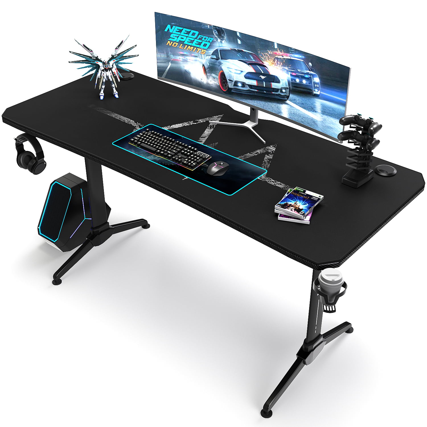 Homall 55 Inch Gaming Desk Y-Shaped PC Computer Gaming Office Desk with Mouse Pad. Black