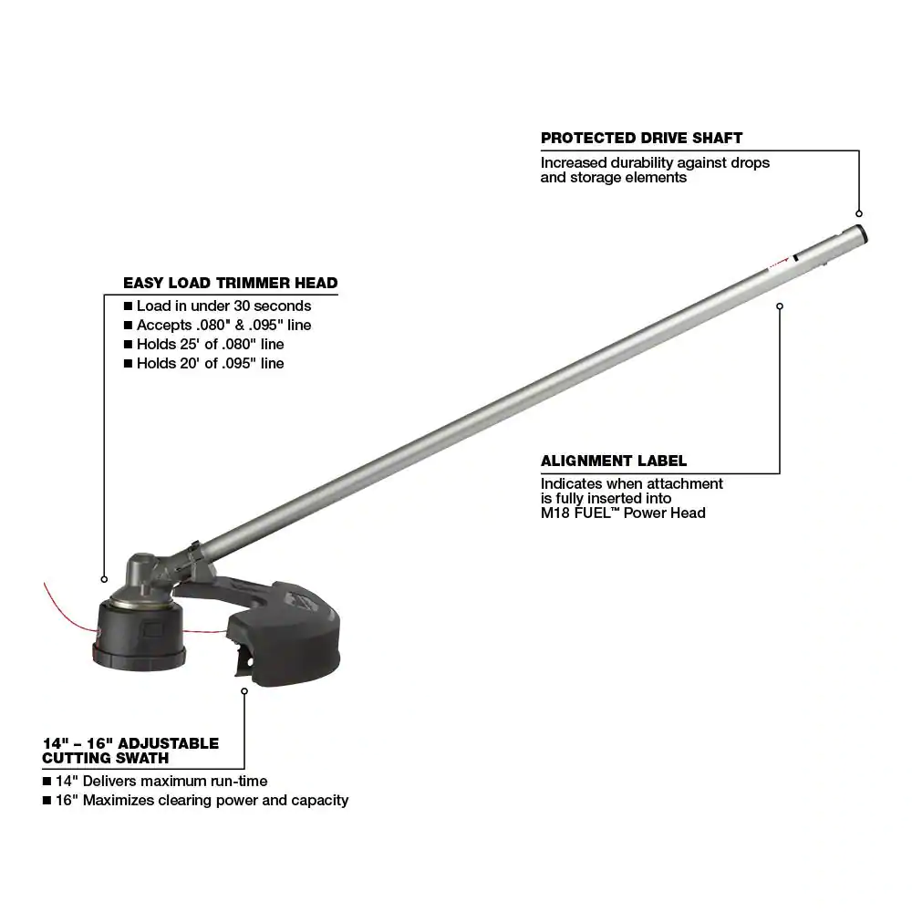 Milwaukee 49-16-2717 M18 FUEL 16 in. String Trimmer Attachment for Milwaukee QUIK-LOK Attachment System