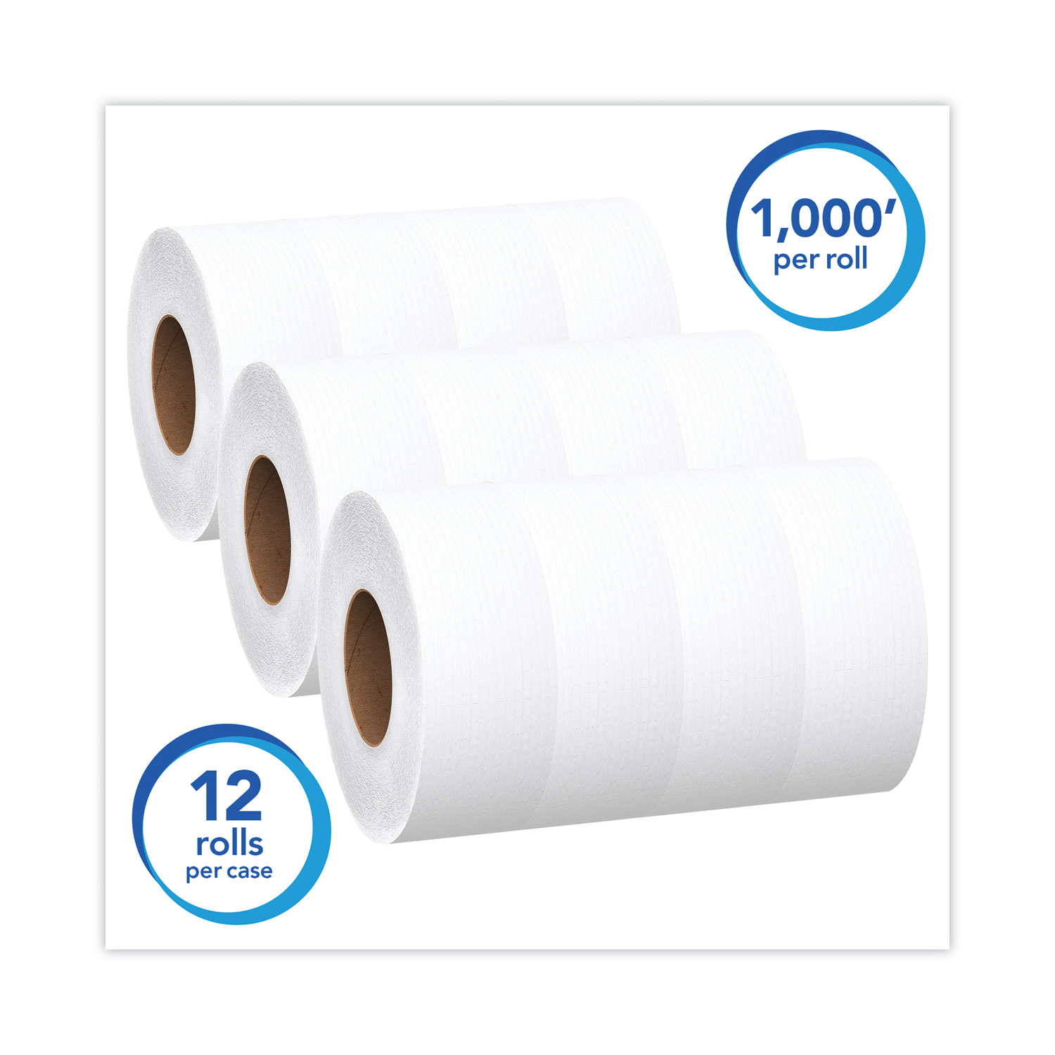 Scott Essential 100% Recycled Fiber JRT Bathroom Tissue for Business. Septic Safe. 2-Ply. White. 1000 ft. 12 Rolls/Carton