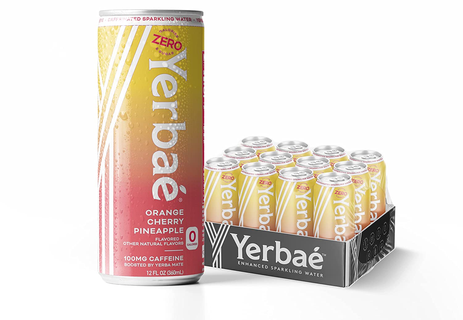 Yerbae Sparkling Water – Orange Cherry Pineapple Fruit Flavored Seltzer. Energy Drink – 12 Pack