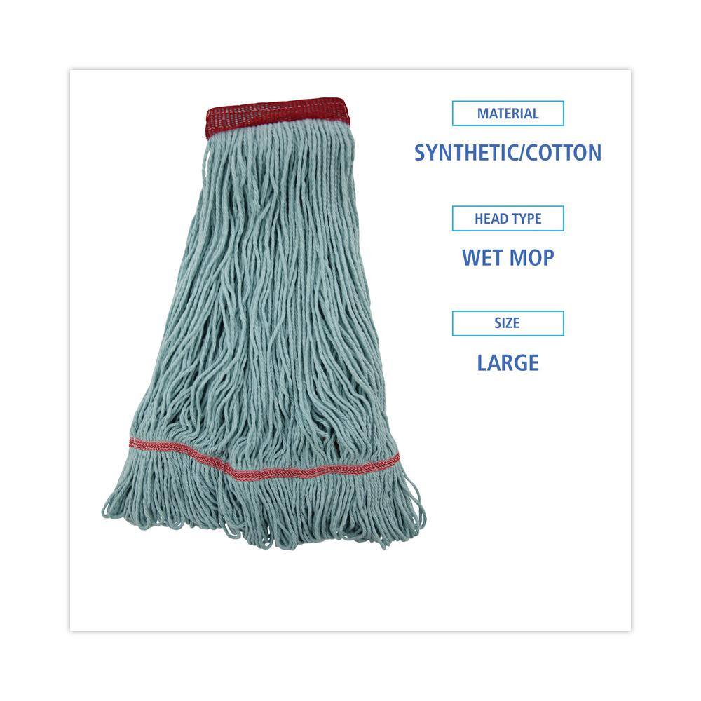 Boardwalk BWK1400LCT Cotton/Synthetic EchoMop with Looped-End Wet String Mop Mop Head. Large. Blue. (12-Carton)