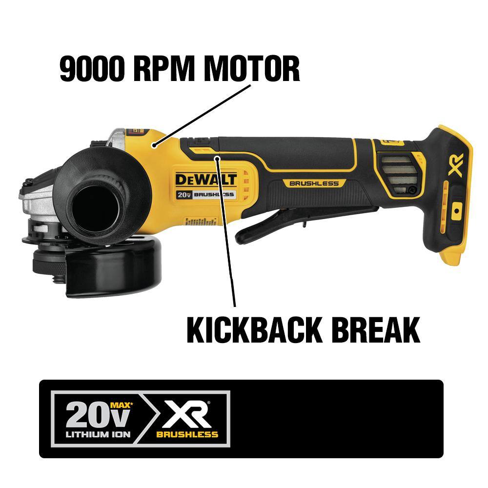 DEWALT  20V MAX XR Cordless Brushless 4-1/2 in. Paddle Switch Small Angle Grinder with 20V 3.0Ah Battery and Charger