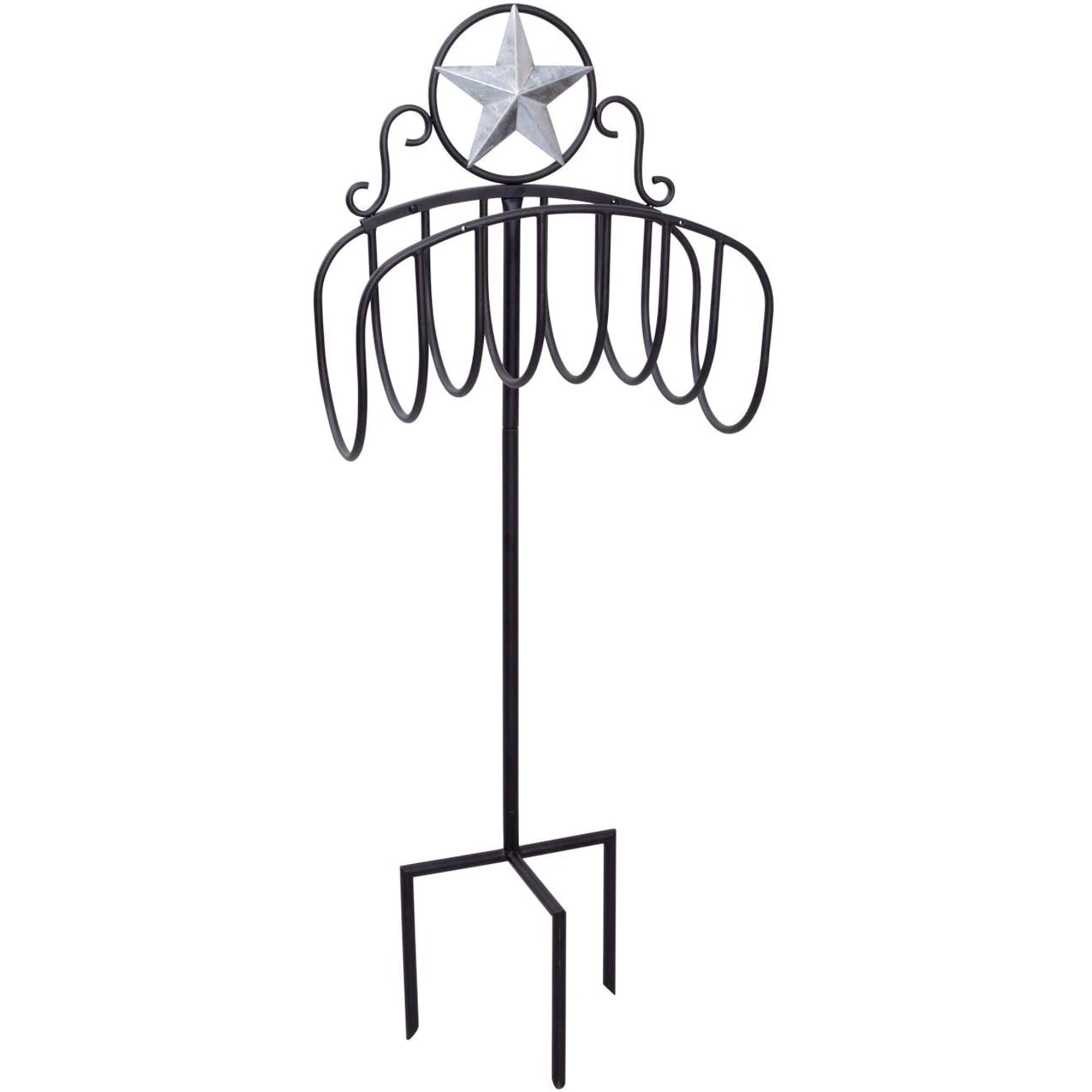 Liberty Garden Manger Style Garden Hose Stand Holder Star Top Design. Black