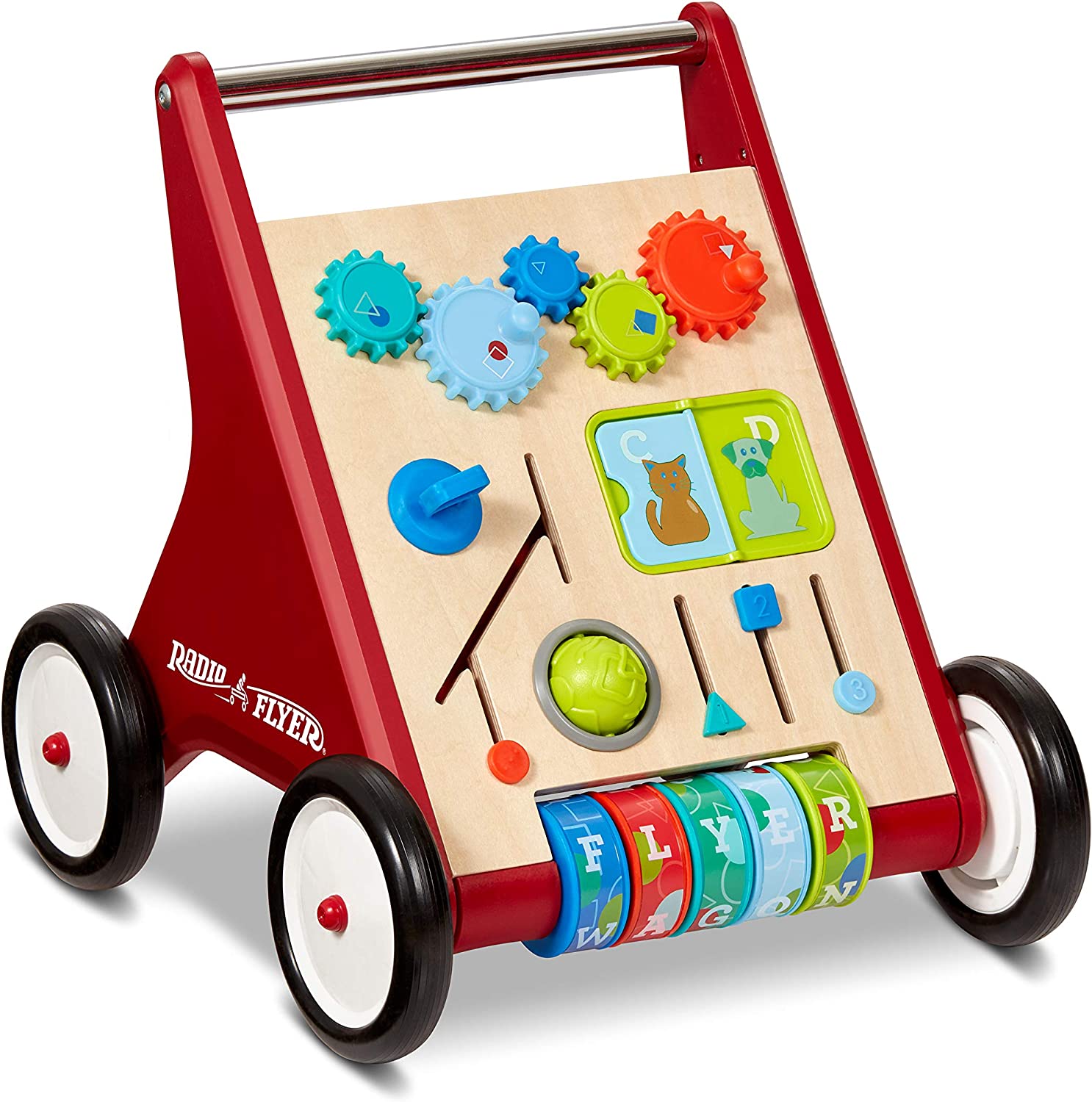 Radio Flyer Classic Push & Play Walker. Toddler Walker with Activity Play. Ages 1-4. Red Walker Toy