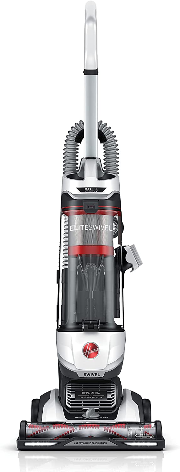 Hoover MAXLife Elite Swivel Vacuum Cleaner with HEPA Media Filtration. Bagless Multi-Surface Upright for Carpet and Hard Floors. UH75150. White