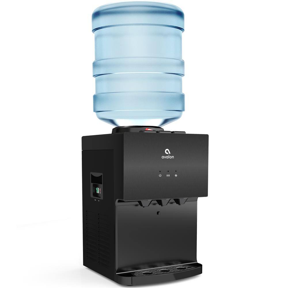 Avalon A11BLK Premium 3 Temperature Top Loading Countertop Water Cooler Dispenser With Child Safety Lock- Black Stainless Steel